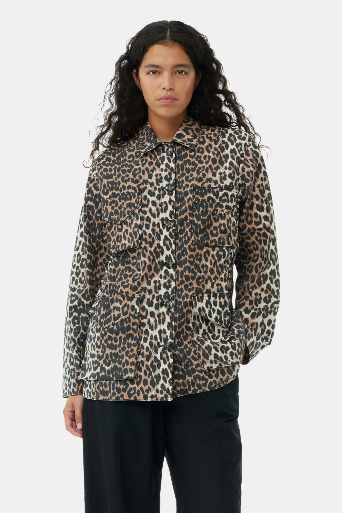 Leopard Cotton Canvas Jacket | Almond Milk - Image 3