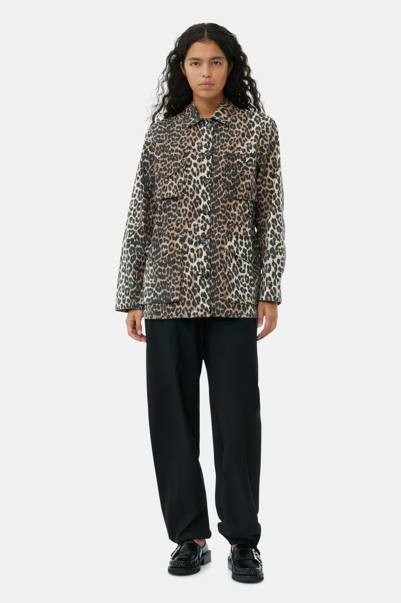 Leopard Cotton Canvas Jacket | Almond Milk - Image 4