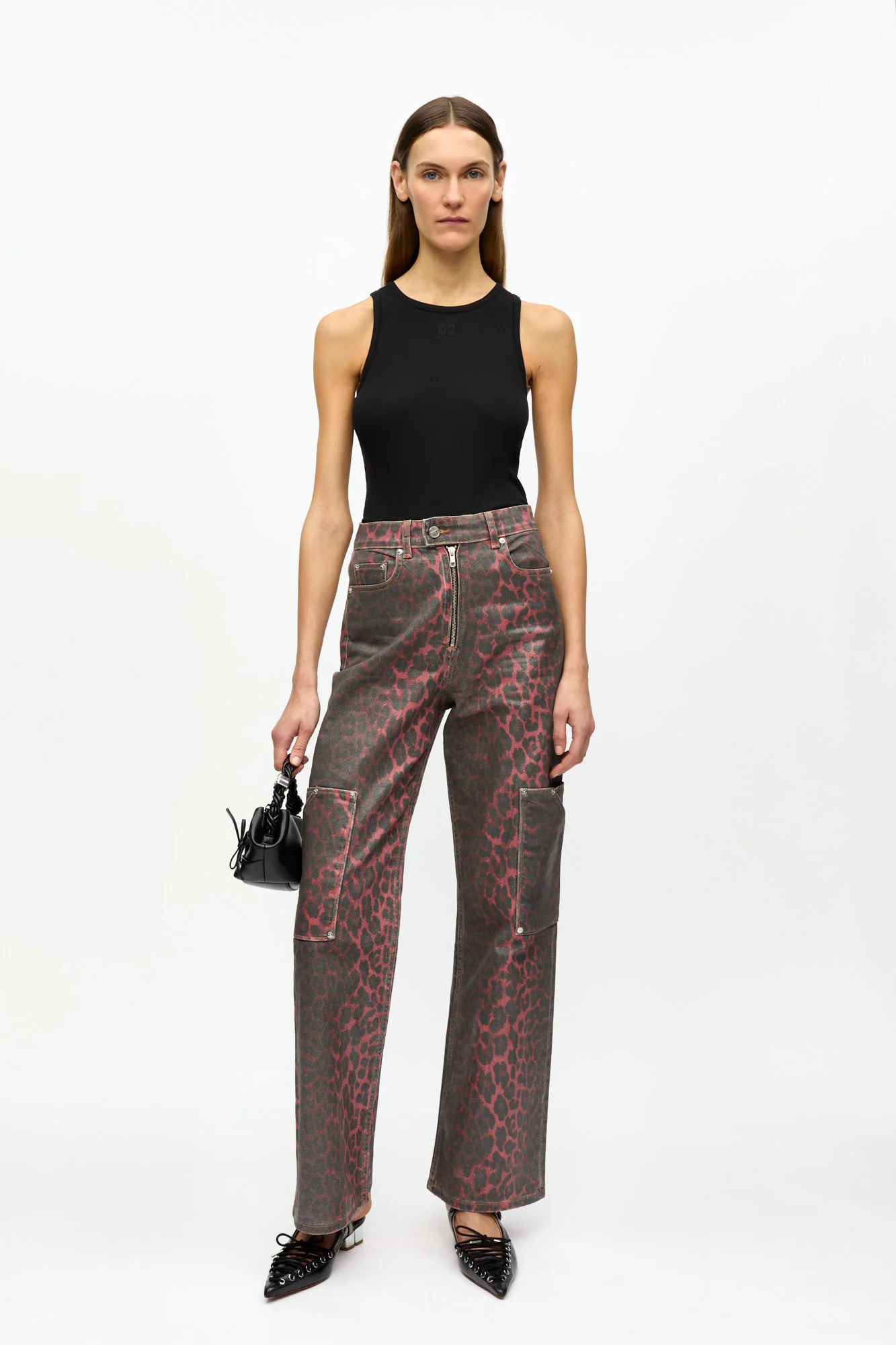 Leopard Foil Andi Jeans | Racing Red - Image 3