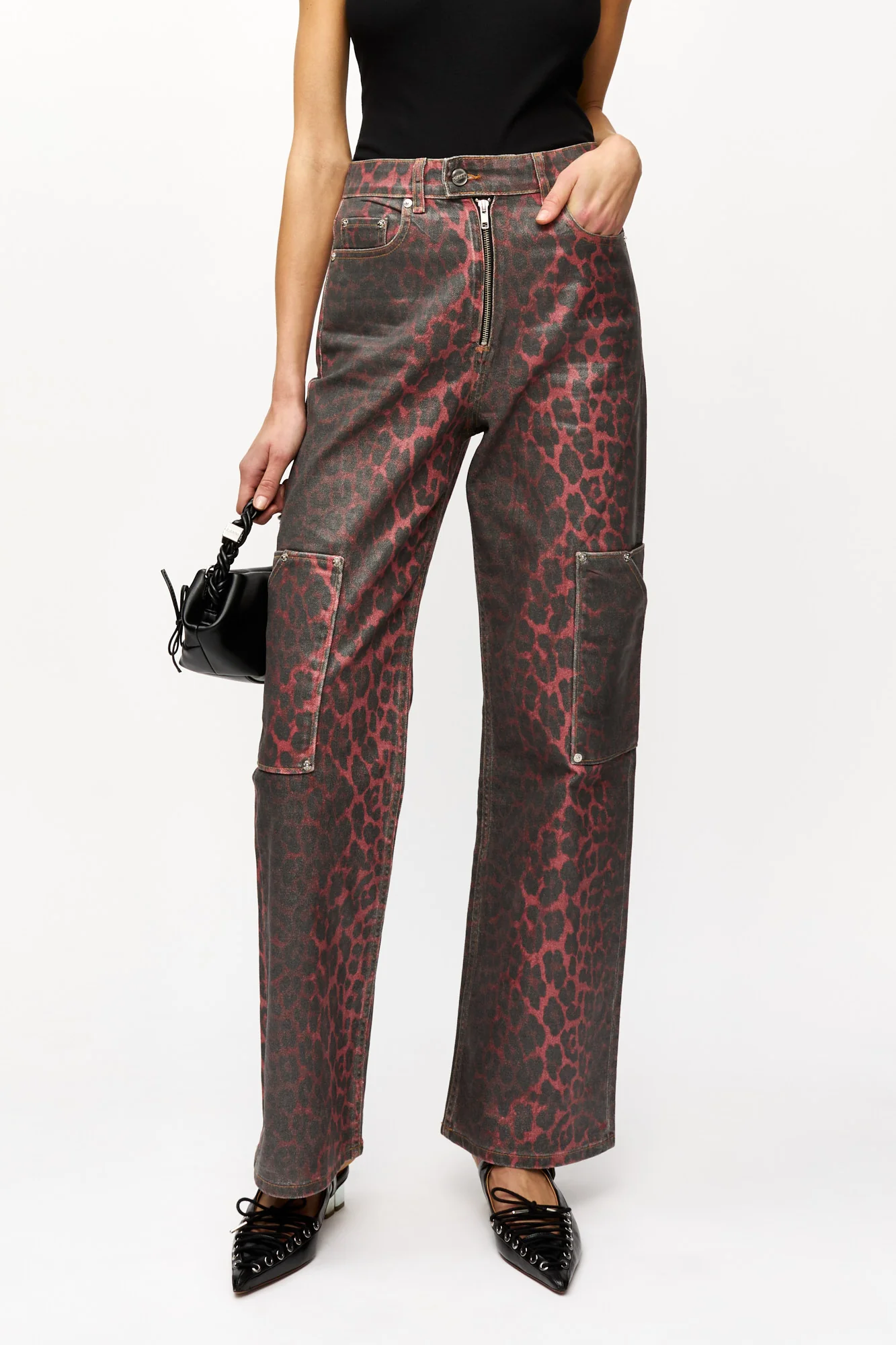 Leopard Foil Andi Jeans | Racing Red - Image 4