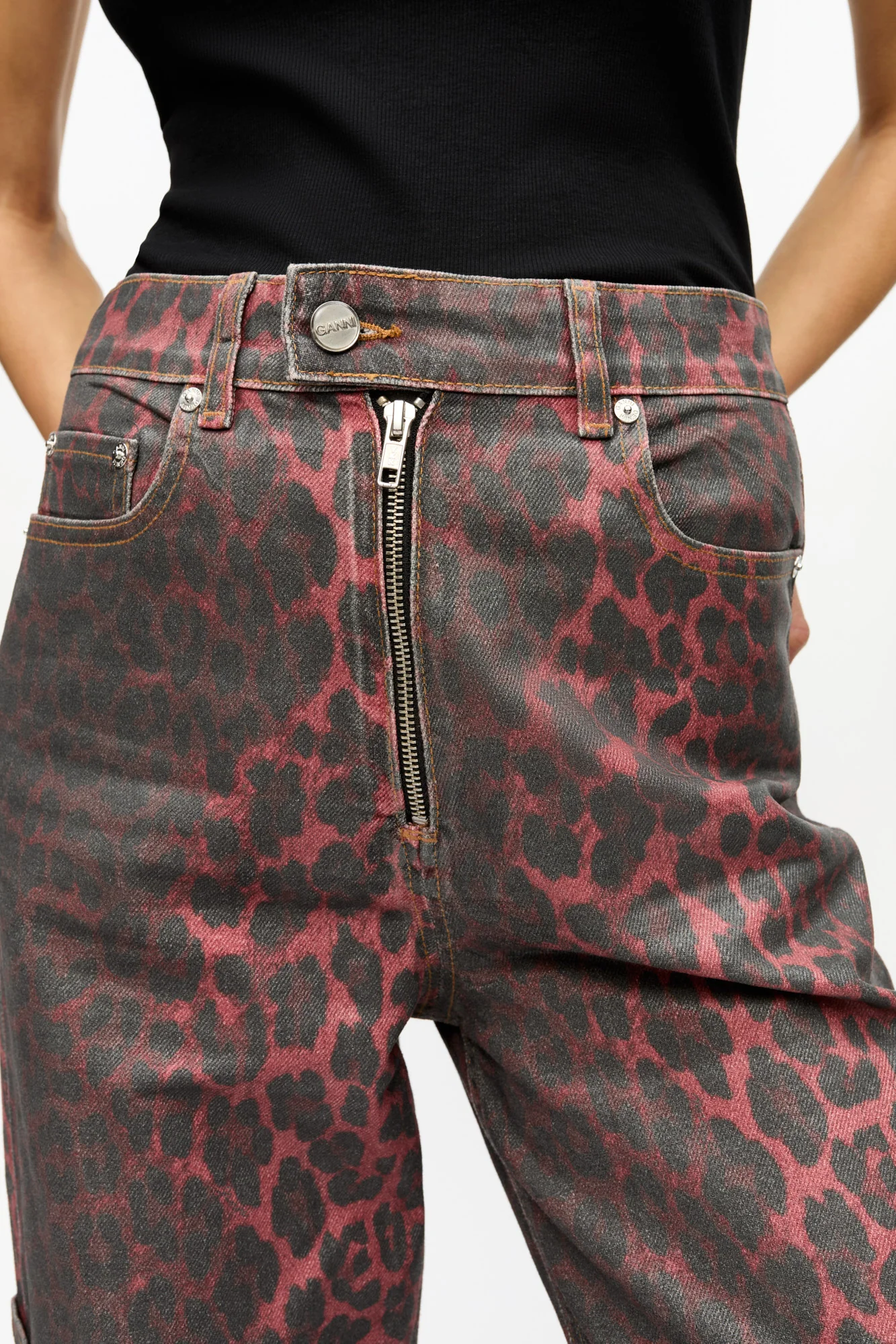 Leopard Foil Andi Jeans | Racing Red - Image 6