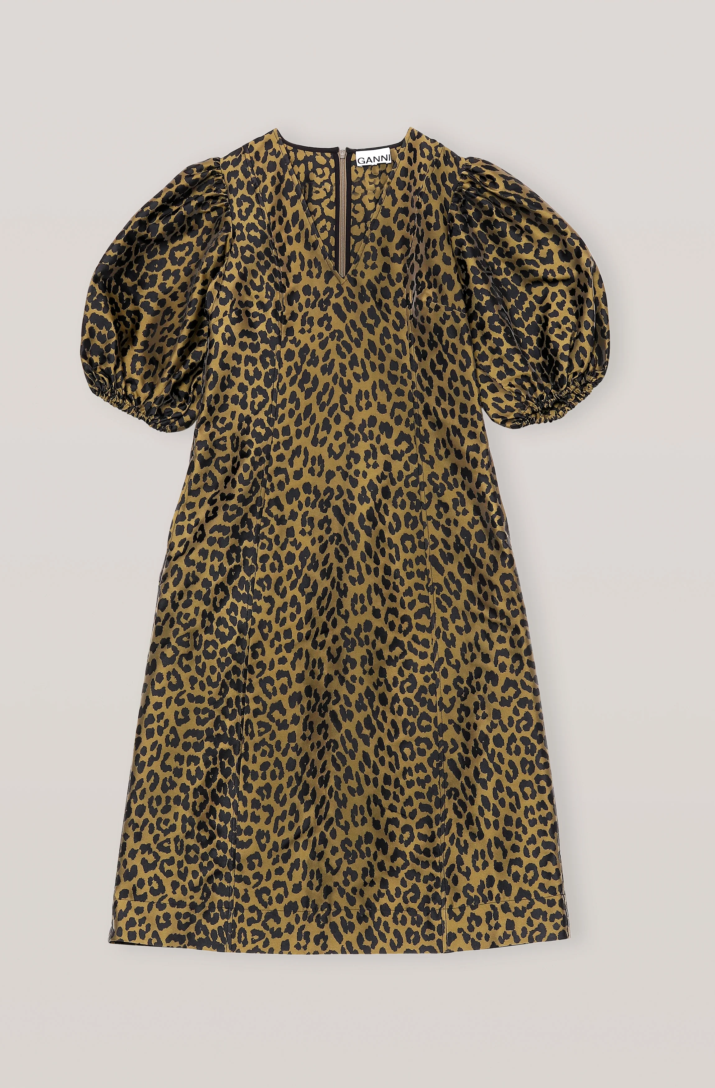 Leopard Jacquard Midi Dress | Olive Drab