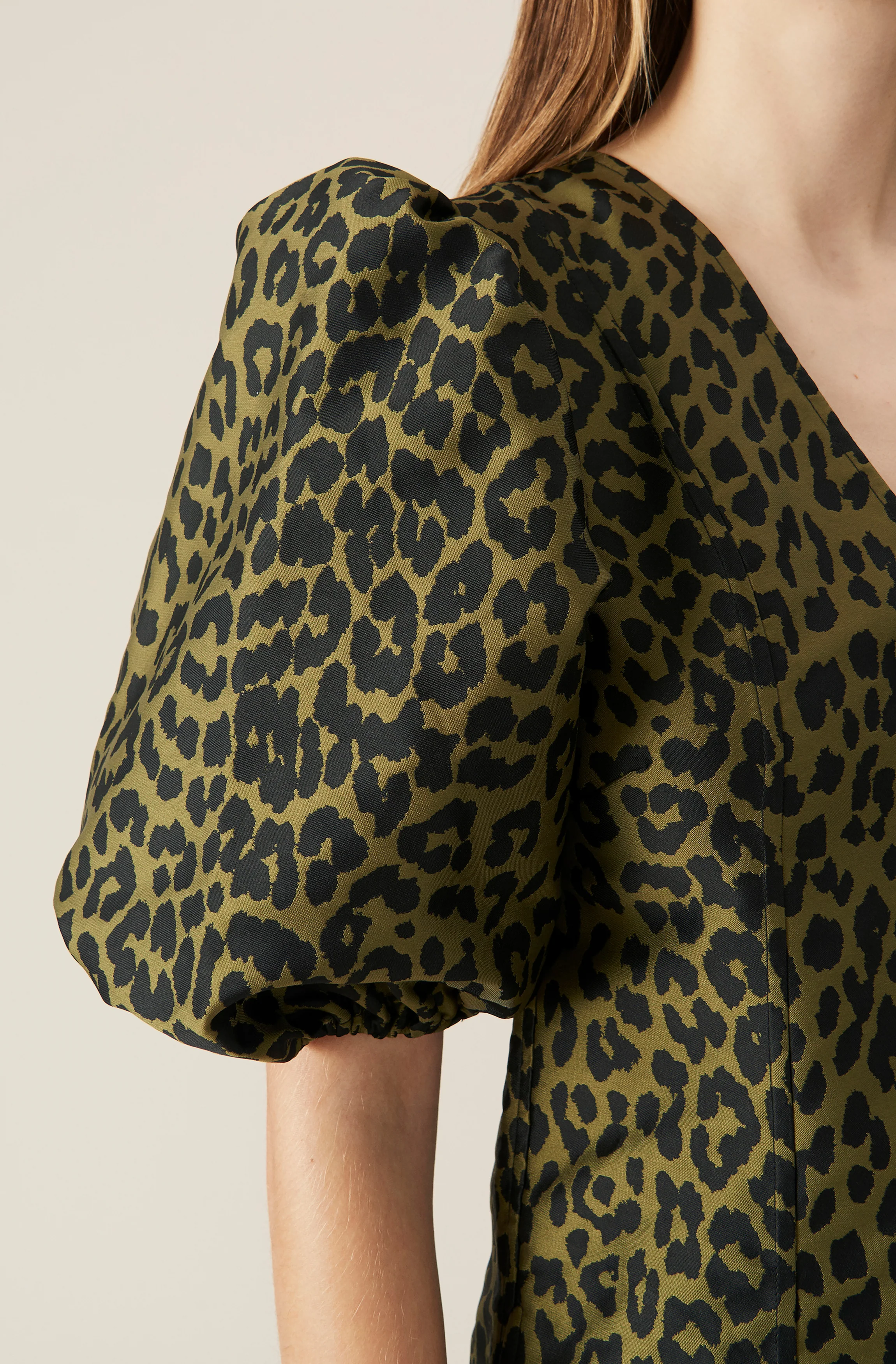 Leopard Jacquard Midi Dress | Olive Drab - Image 4