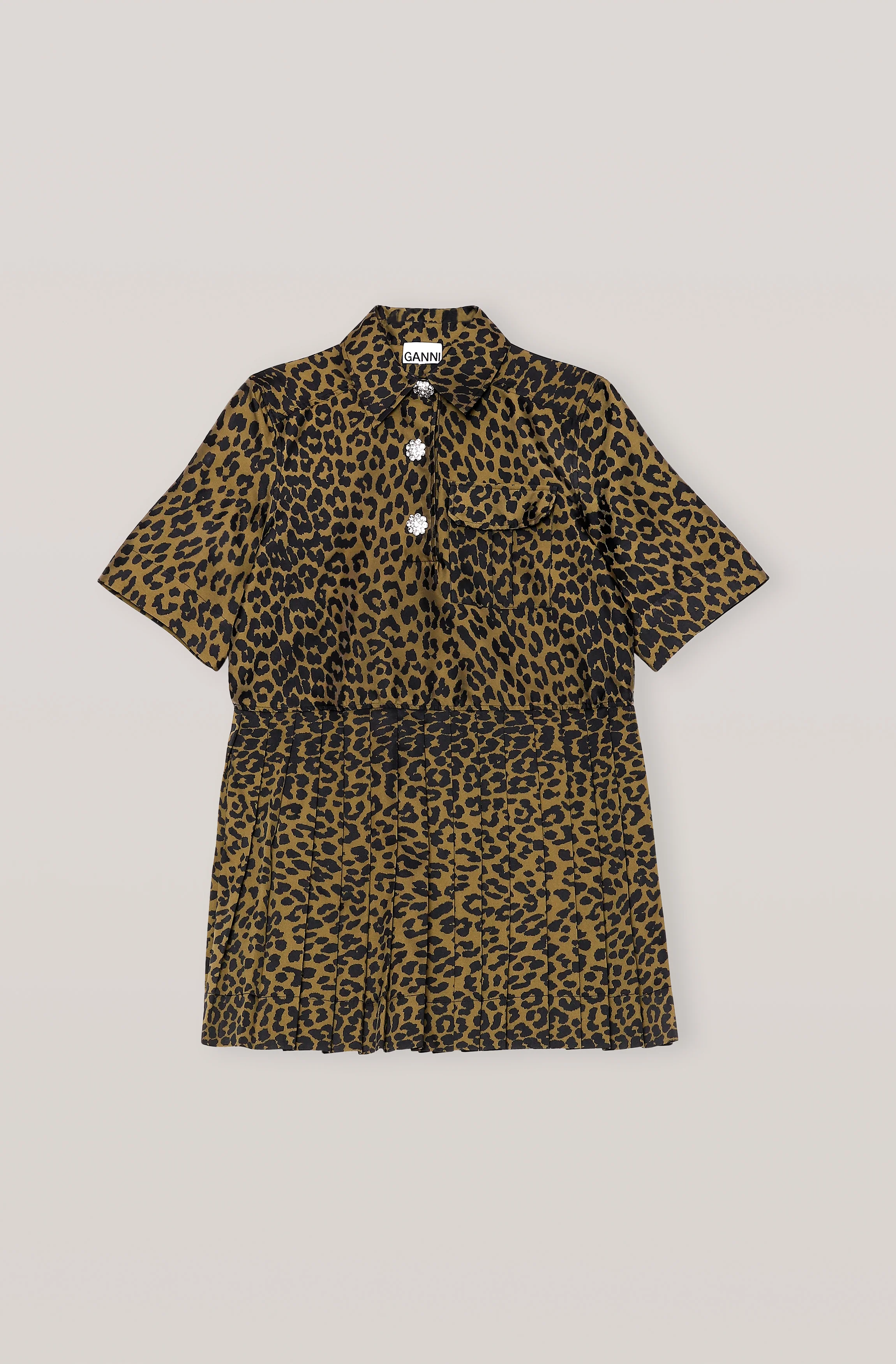 Leopard Jacquard Mini Dress | Olive Drab