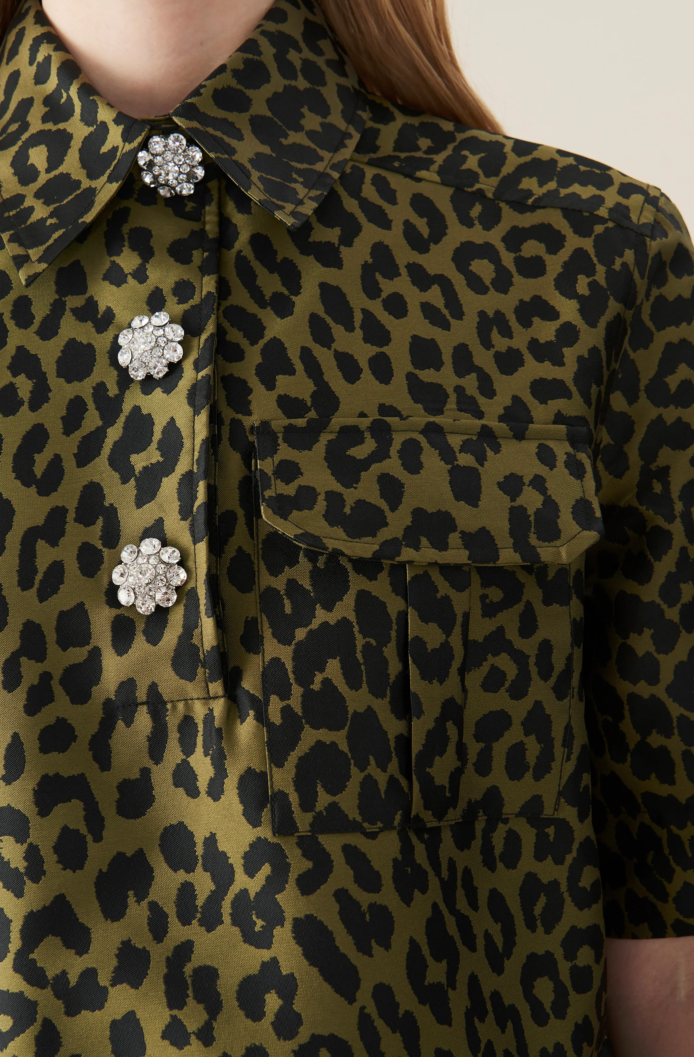 Leopard Jacquard Mini Dress | Olive Drab - Image 4