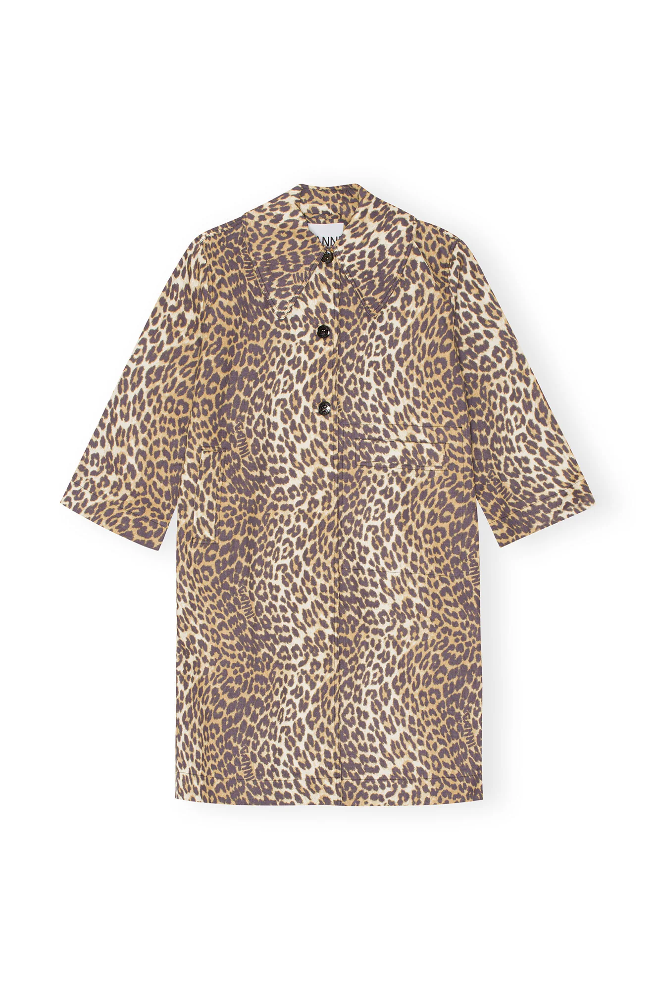 Leopard Printed Canvas Coat | Almond Milk