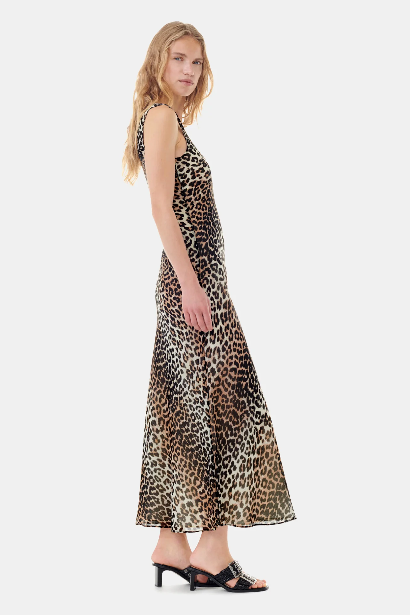 Leopard Printed Chiffon Maxi Dress | Almond Milk - Image 5