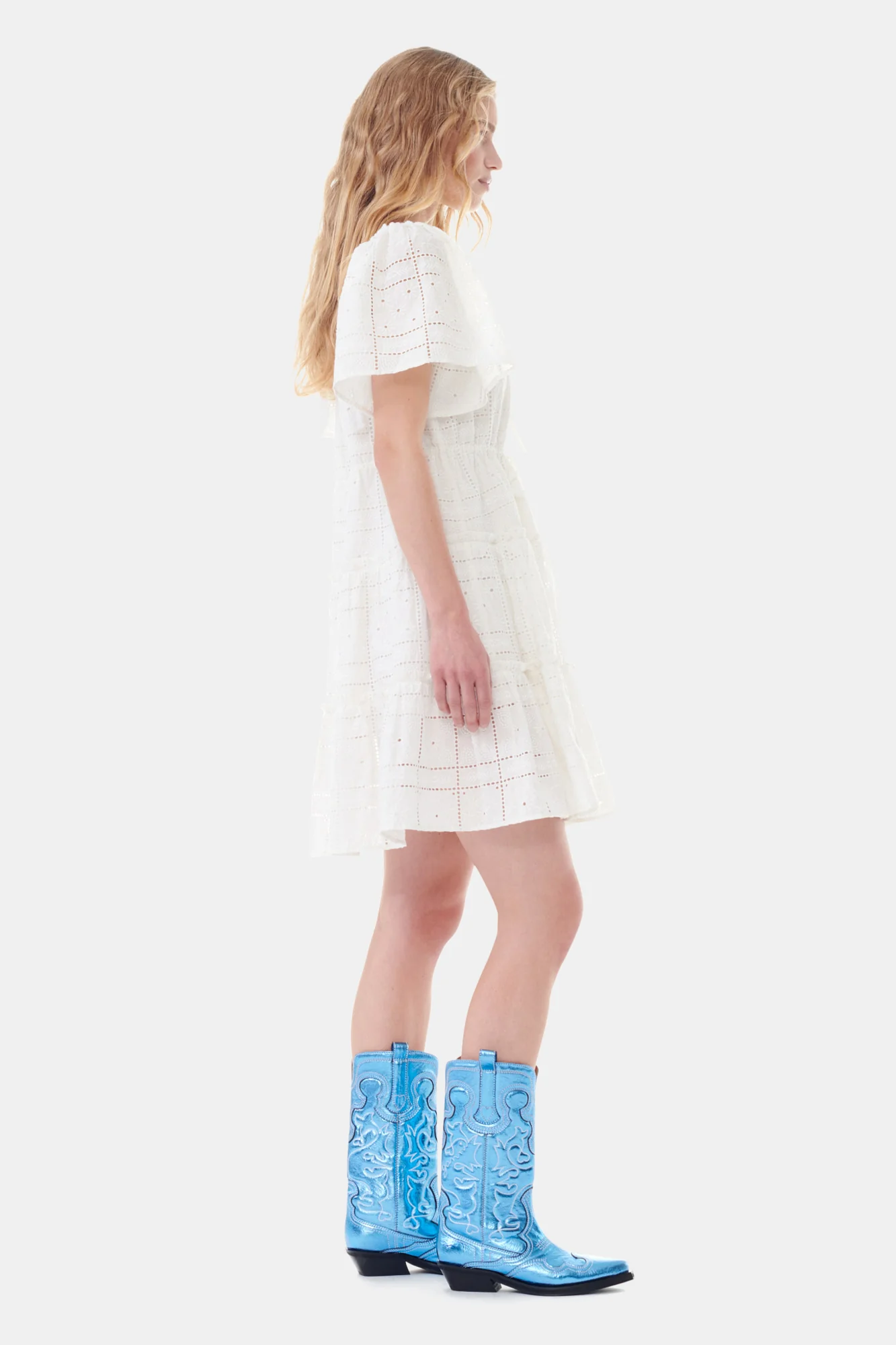 Light Broderie Anglaise Layer Dress | Egret - Image 5