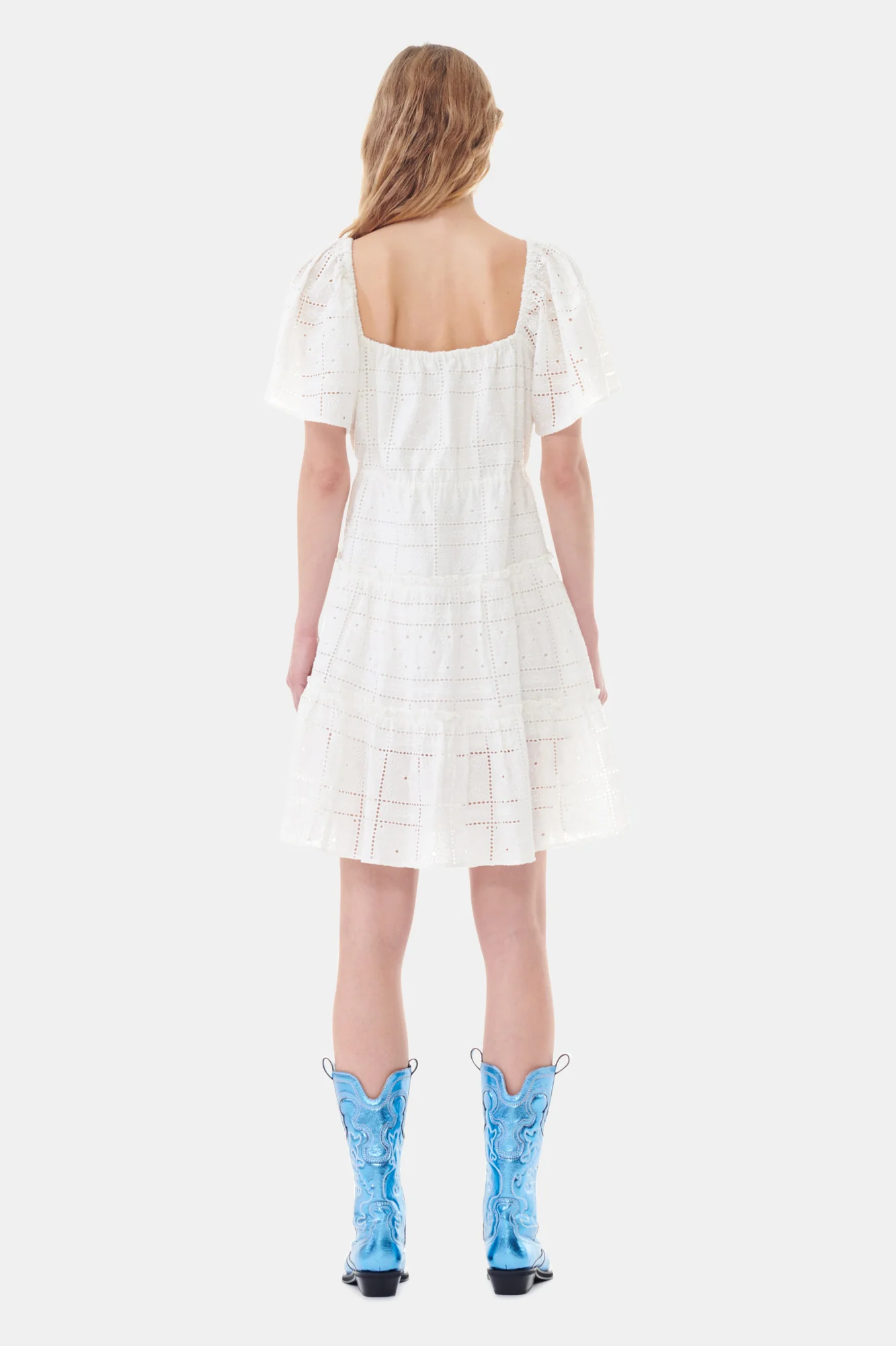 Light Broderie Anglaise Layer Dress | Egret - Image 6