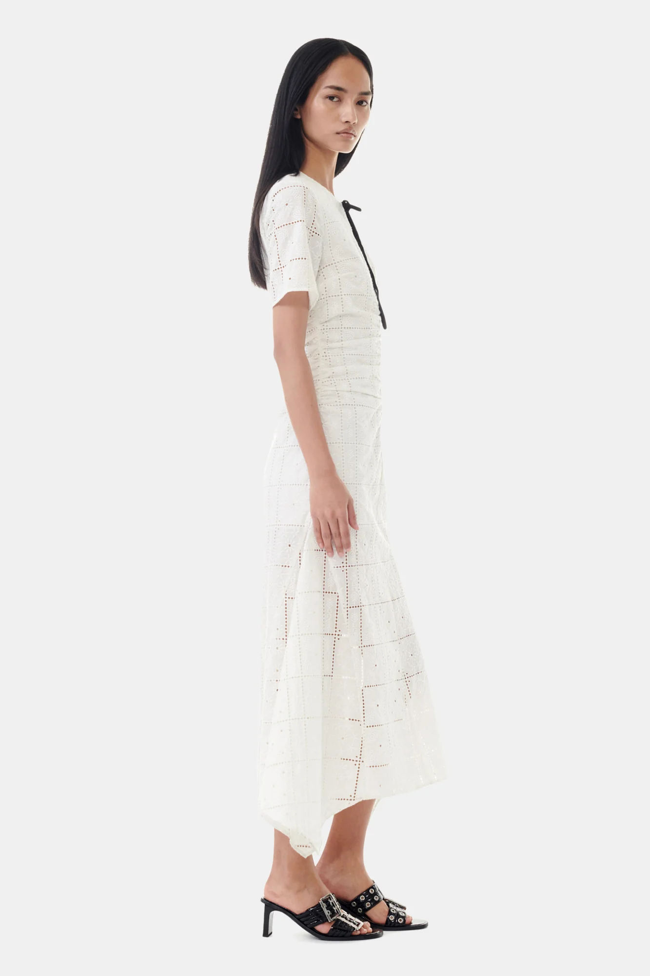 Light Broderie Anglaise Long Dress | Egret - Image 5