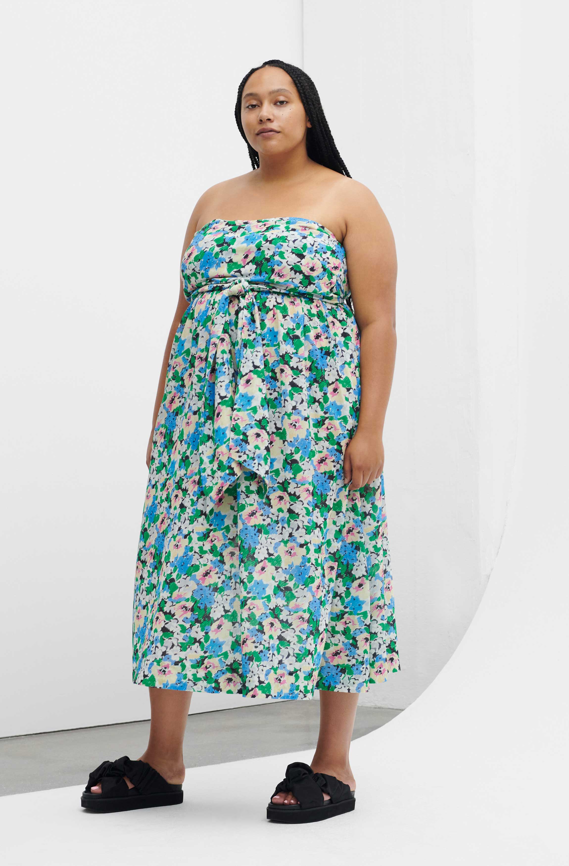 Light Cotton Light Cotton Tieband Multifunctional Dress | Floral Azure Blue - Image 3