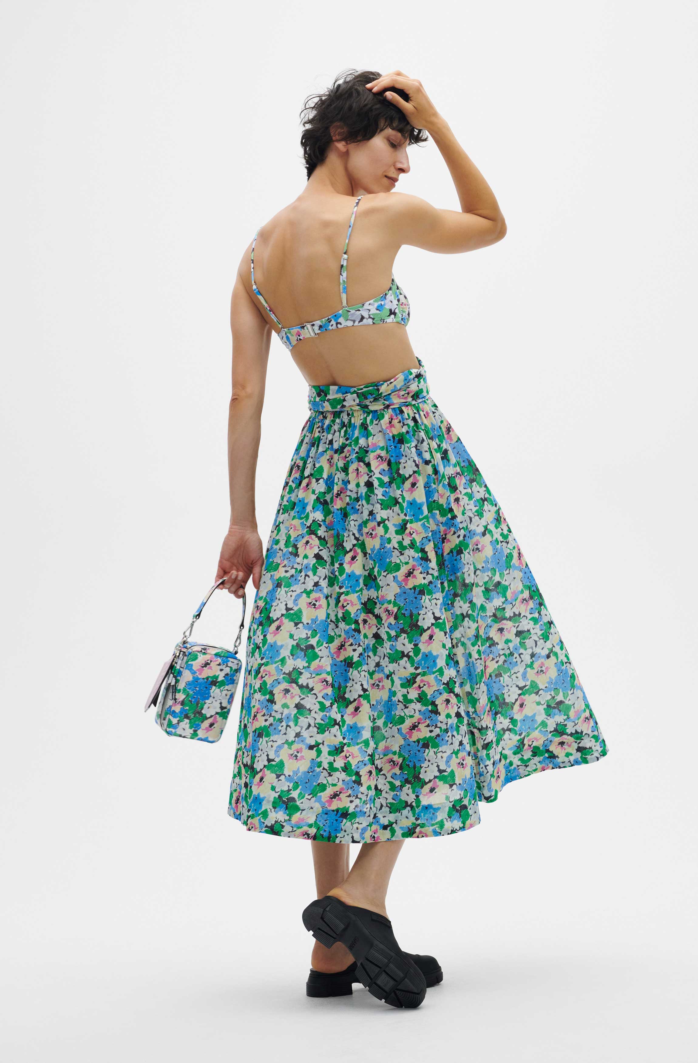 Light Cotton Light Cotton Tieband Multifunctional Dress | Floral Azure Blue - Image 7