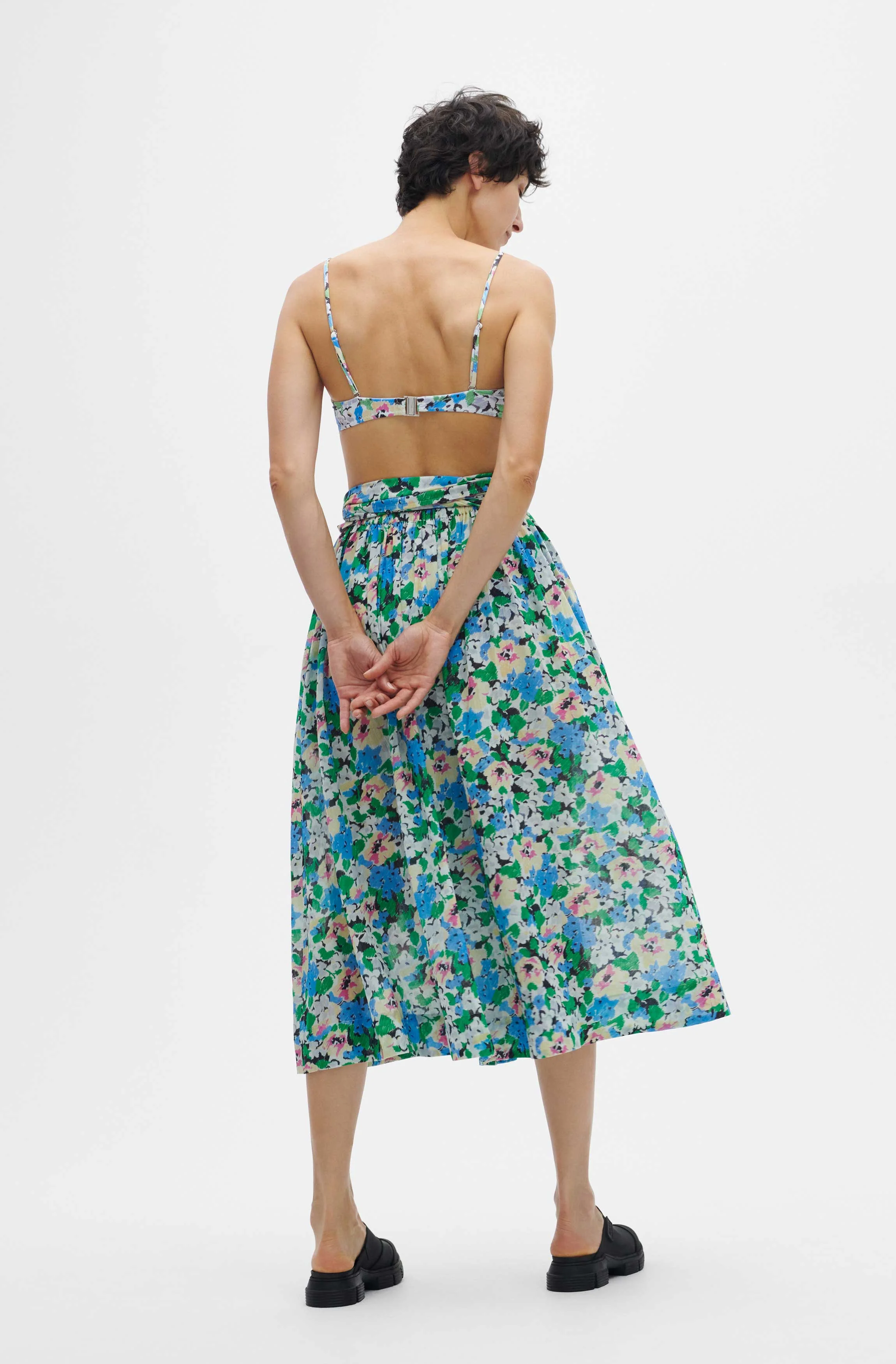 Light Cotton Light Cotton Tieband Multifunctional Dress | Floral Azure Blue - Image 8