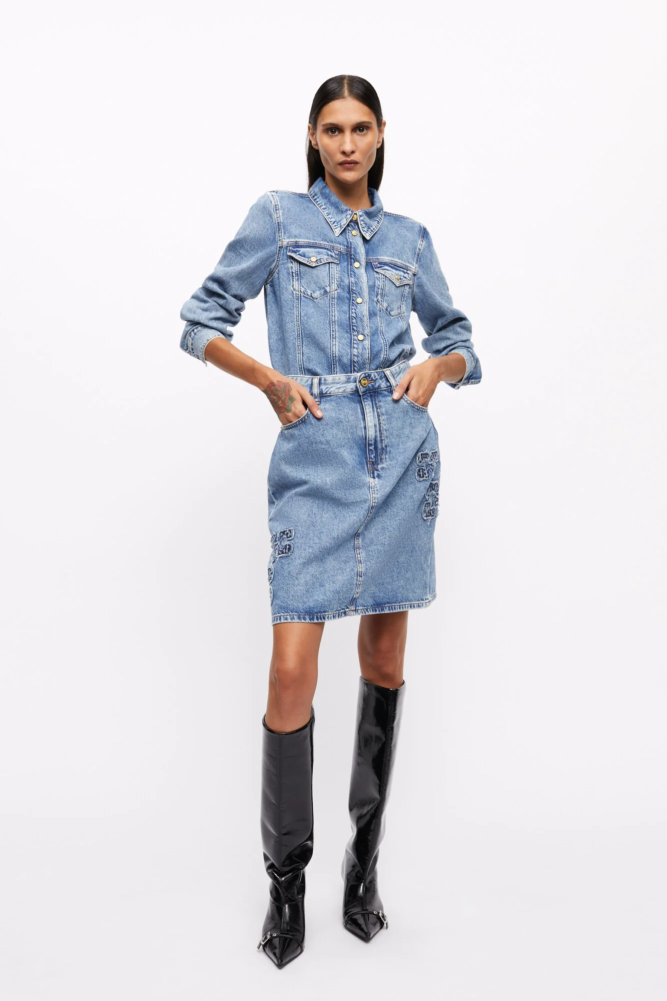 Light Denim Skirt | Mid Blue Stone - Image 3
