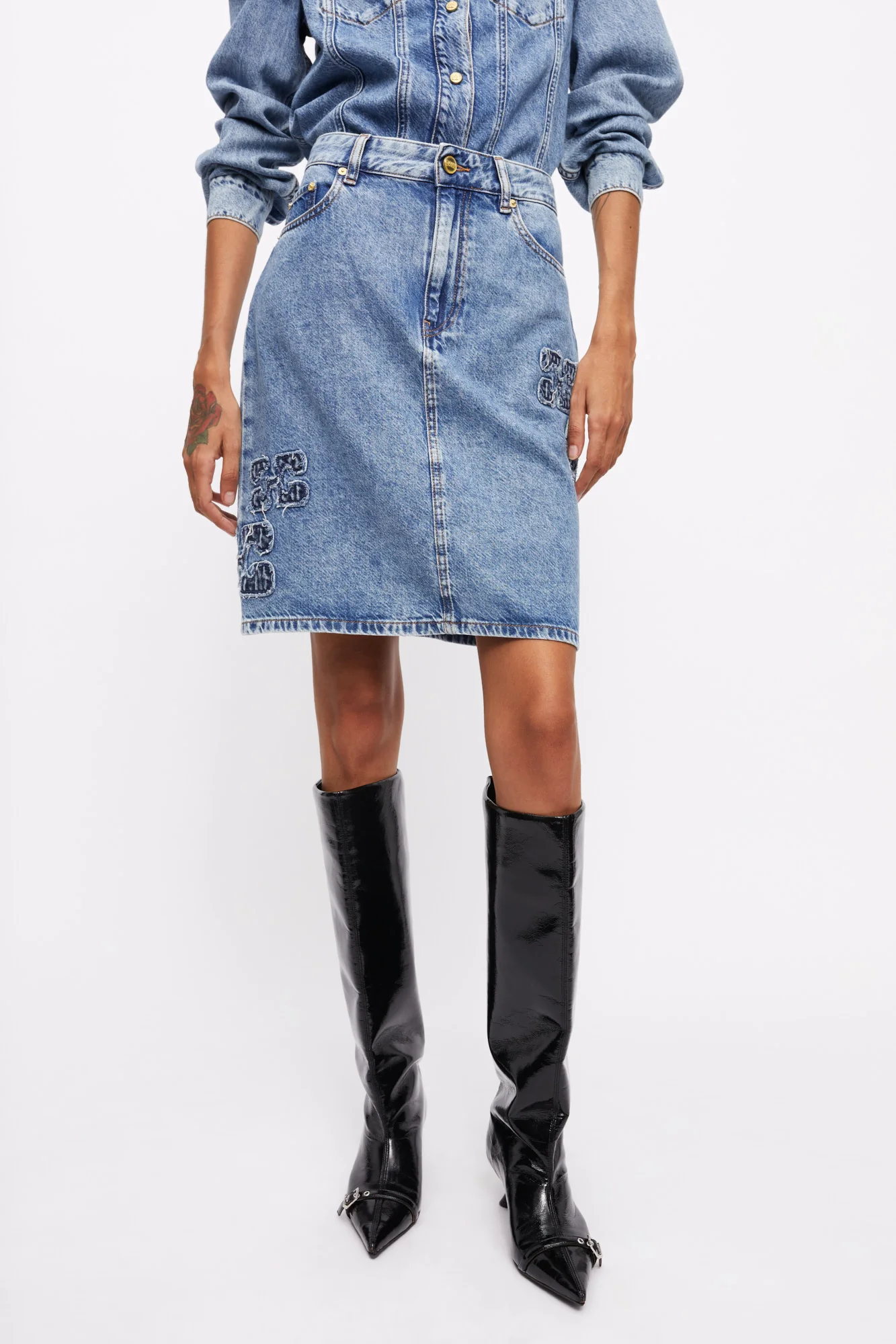 Light Denim Skirt | Mid Blue Stone - Image 4