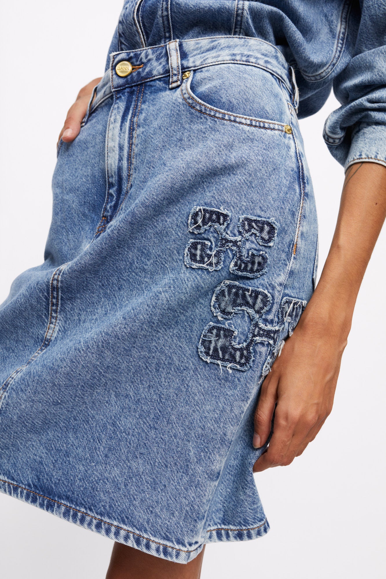 Light Denim Skirt | Mid Blue Stone - Image 6