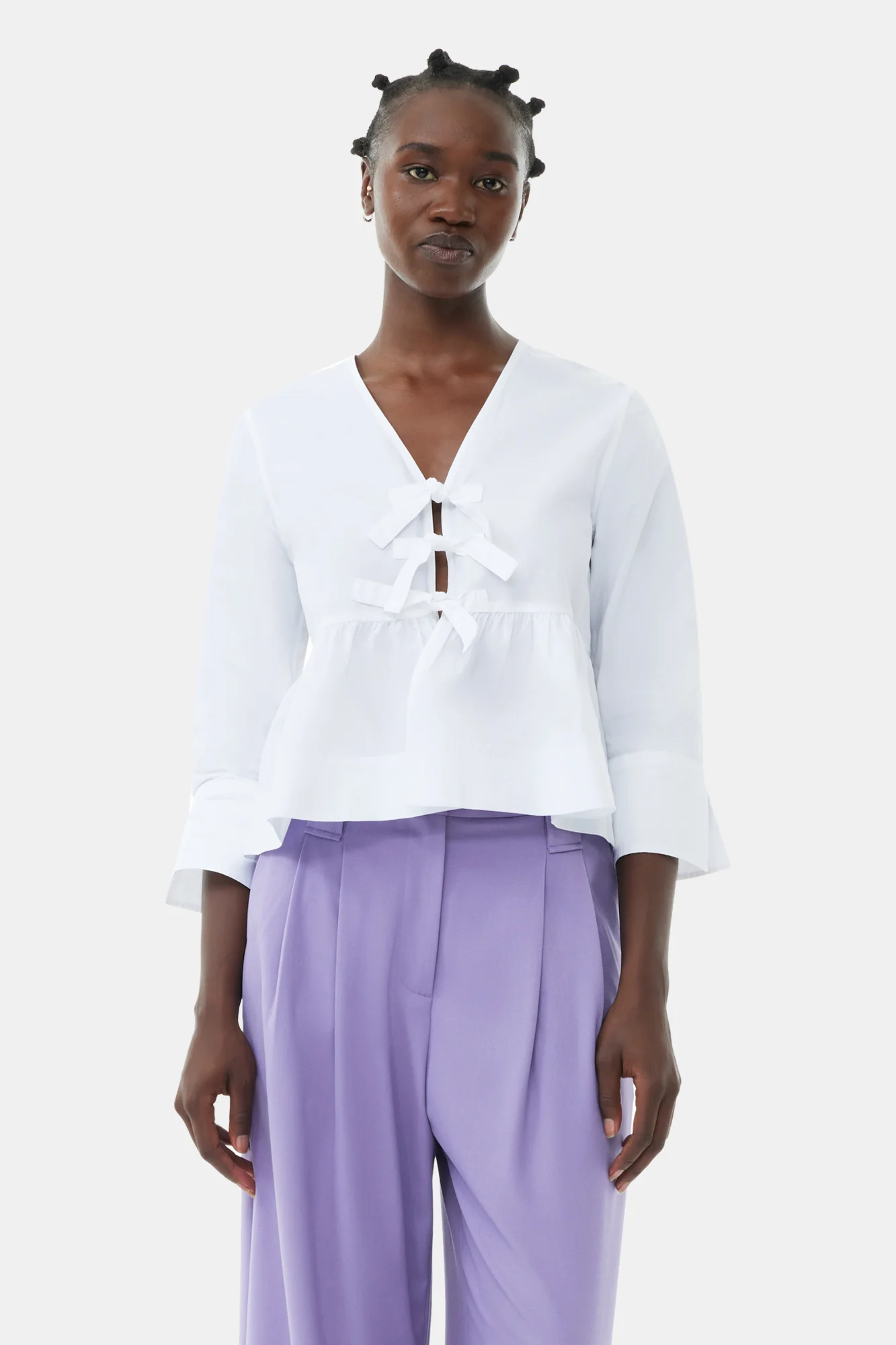 Light High Waist Flared Leg Trousers | Purple Haze - Image 4