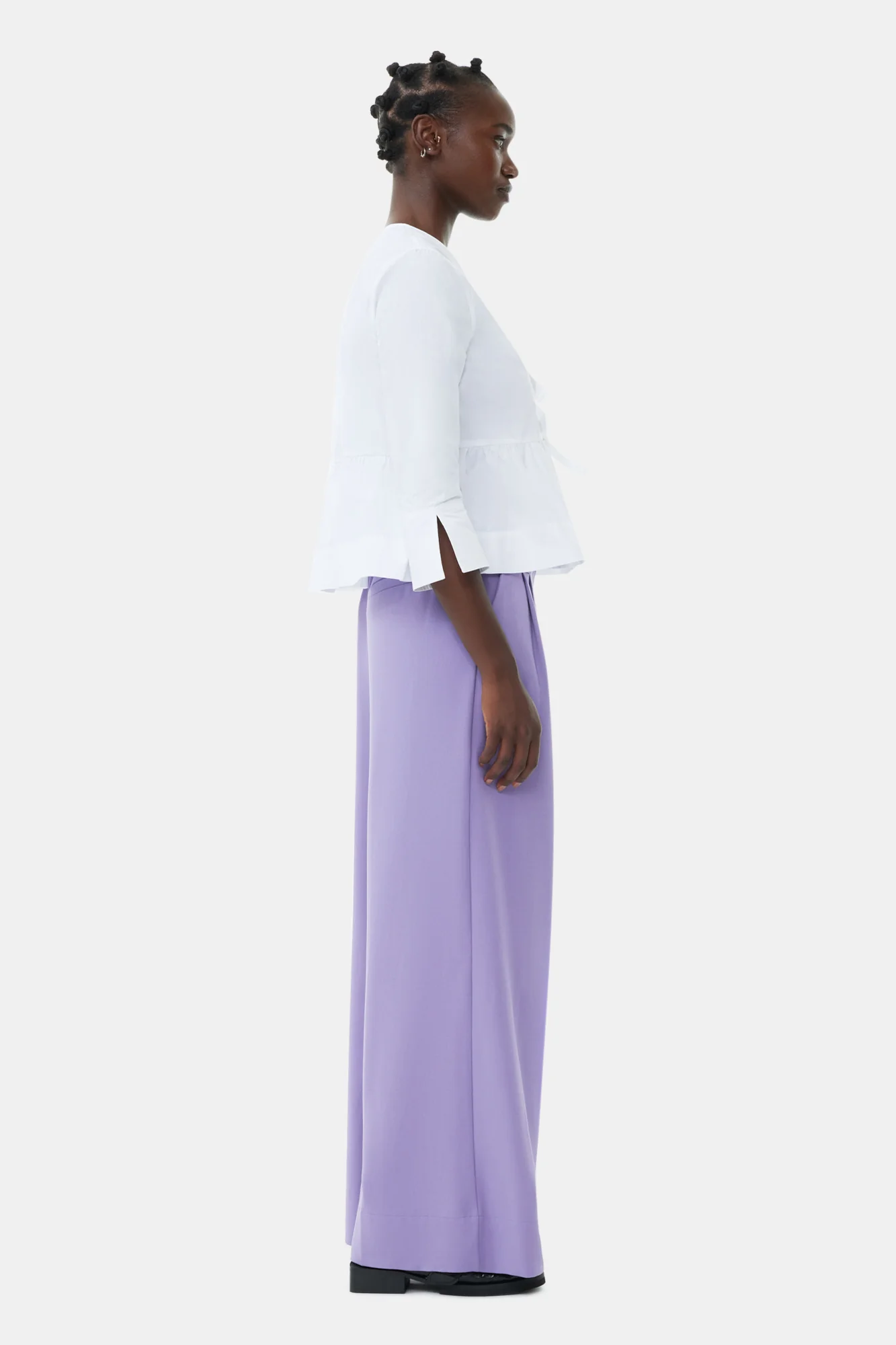 Light High Waist Flared Leg Trousers | Purple Haze - Image 5