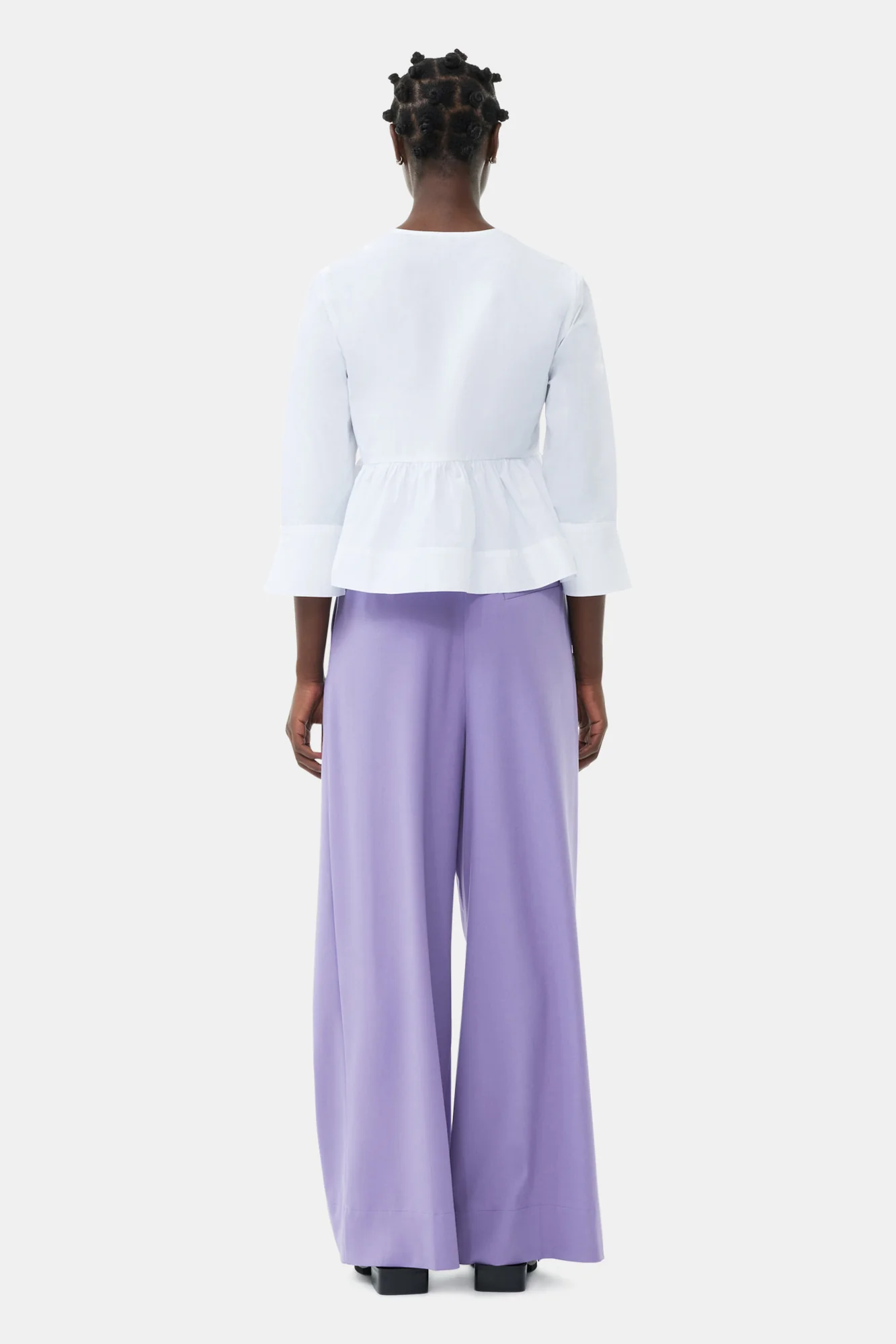 Light High Waist Flared Leg Trousers | Purple Haze - Image 6