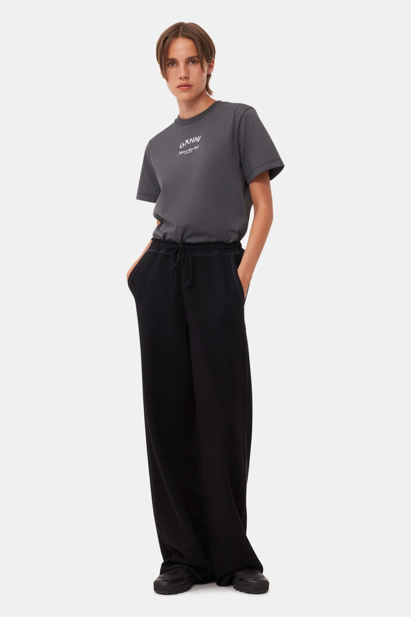 Light Isoli Wide Leg Trousers | Black