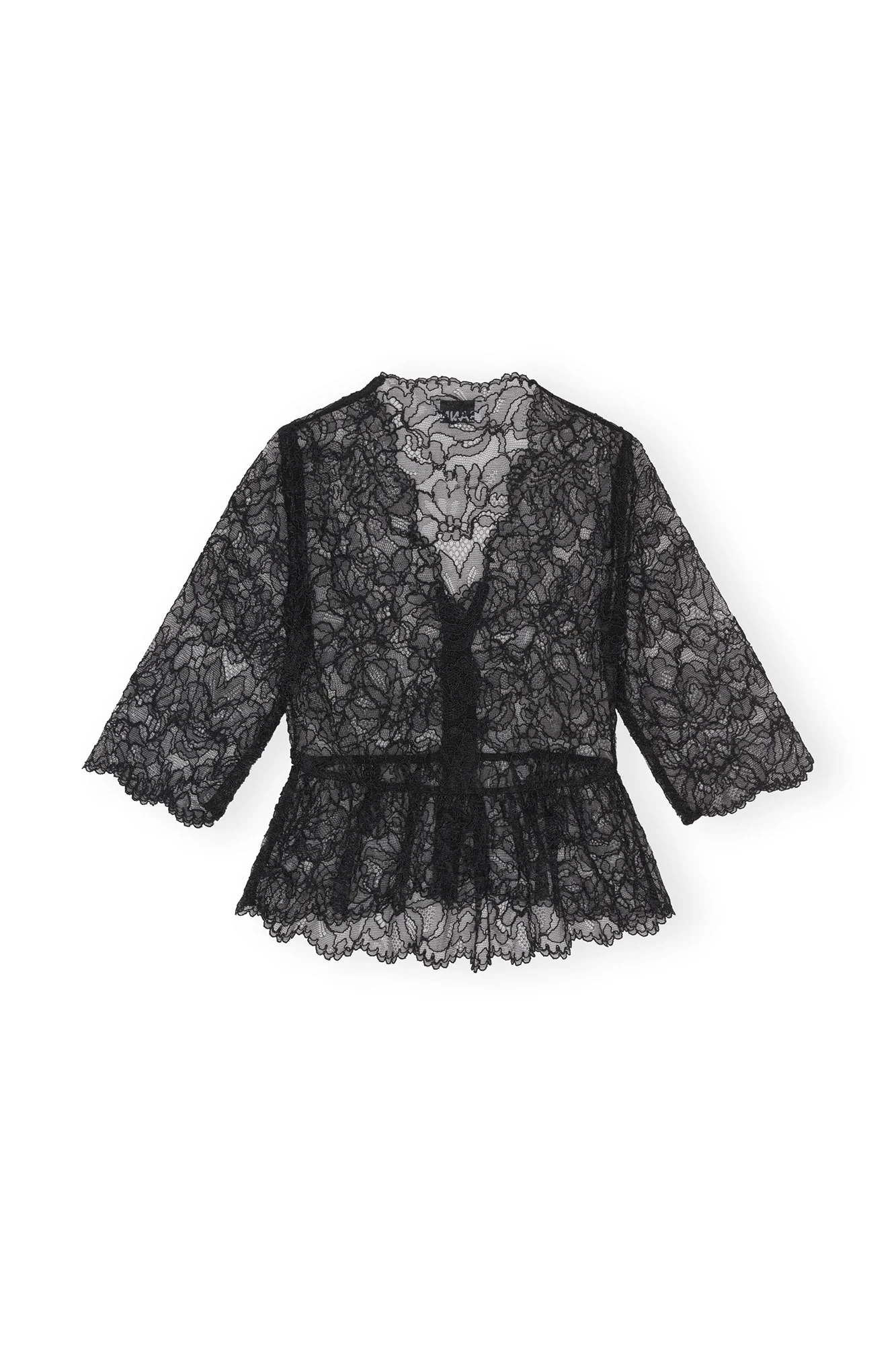 Light Lace V-Neck Blouse | Black - Image 2