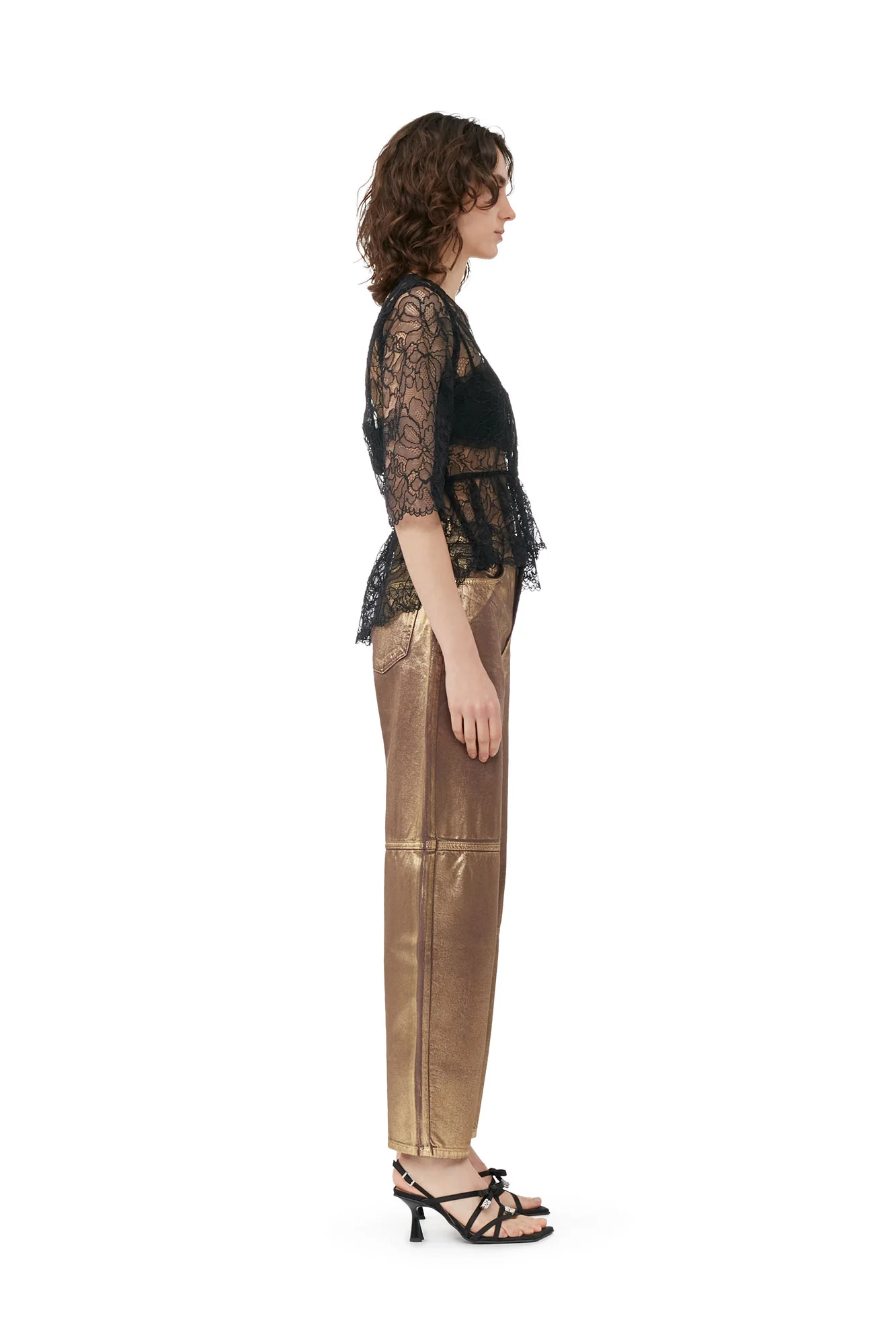 Light Lace V-Neck Blouse | Black - Image 4