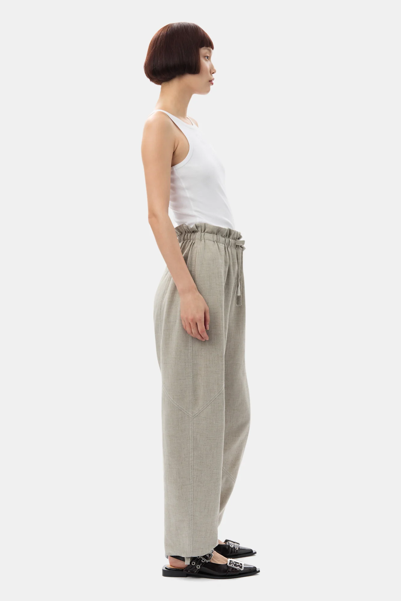 Light Melange Suiting Elasticated Waist Trousers | Alfalfa - Image 5