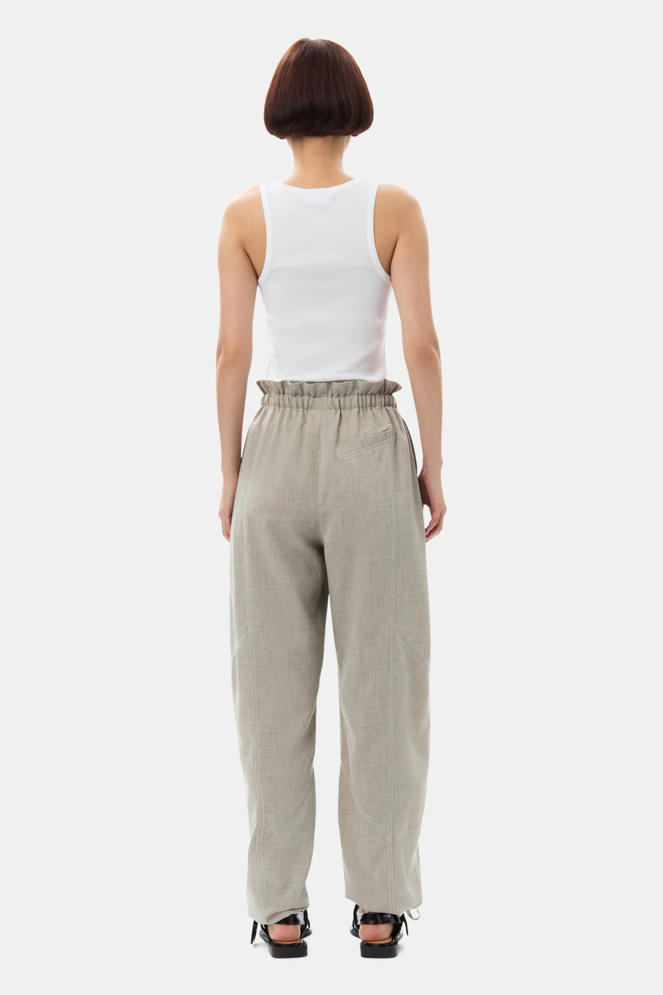 Light Melange Suiting Elasticated Waist Trousers | Alfalfa - Image 6