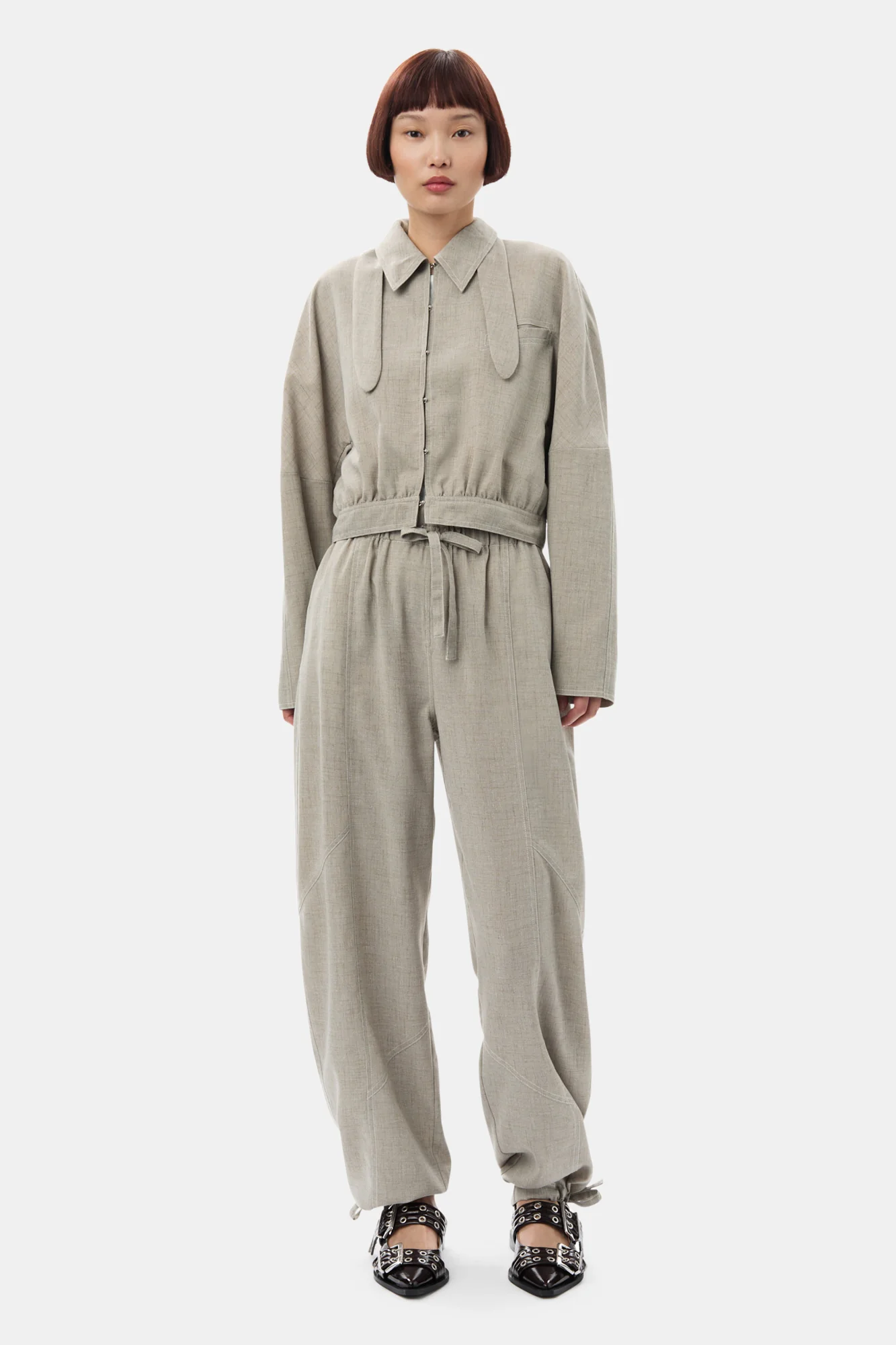Light Melange Suiting Short Jacket | Alfalfa - Image 4