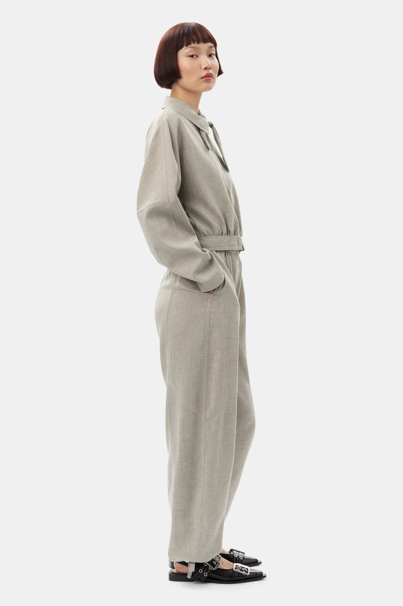 Light Melange Suiting Short Jacket | Alfalfa - Image 5