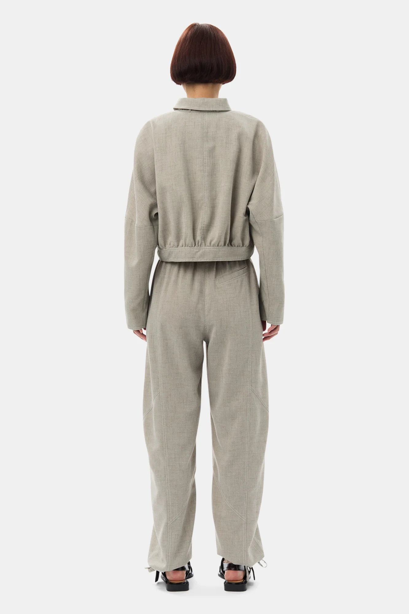 Light Melange Suiting Short Jacket | Alfalfa - Image 6