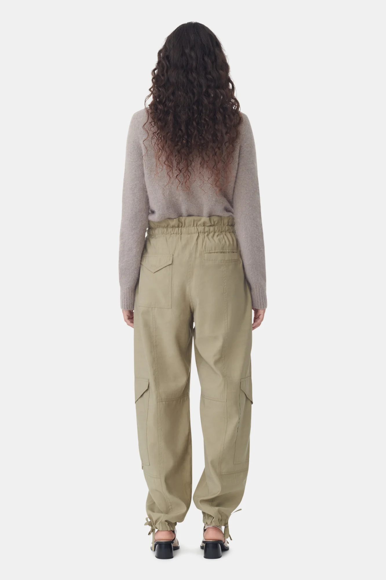 Light Slub High Waist Pocket Trousers | Aloe - Image 5