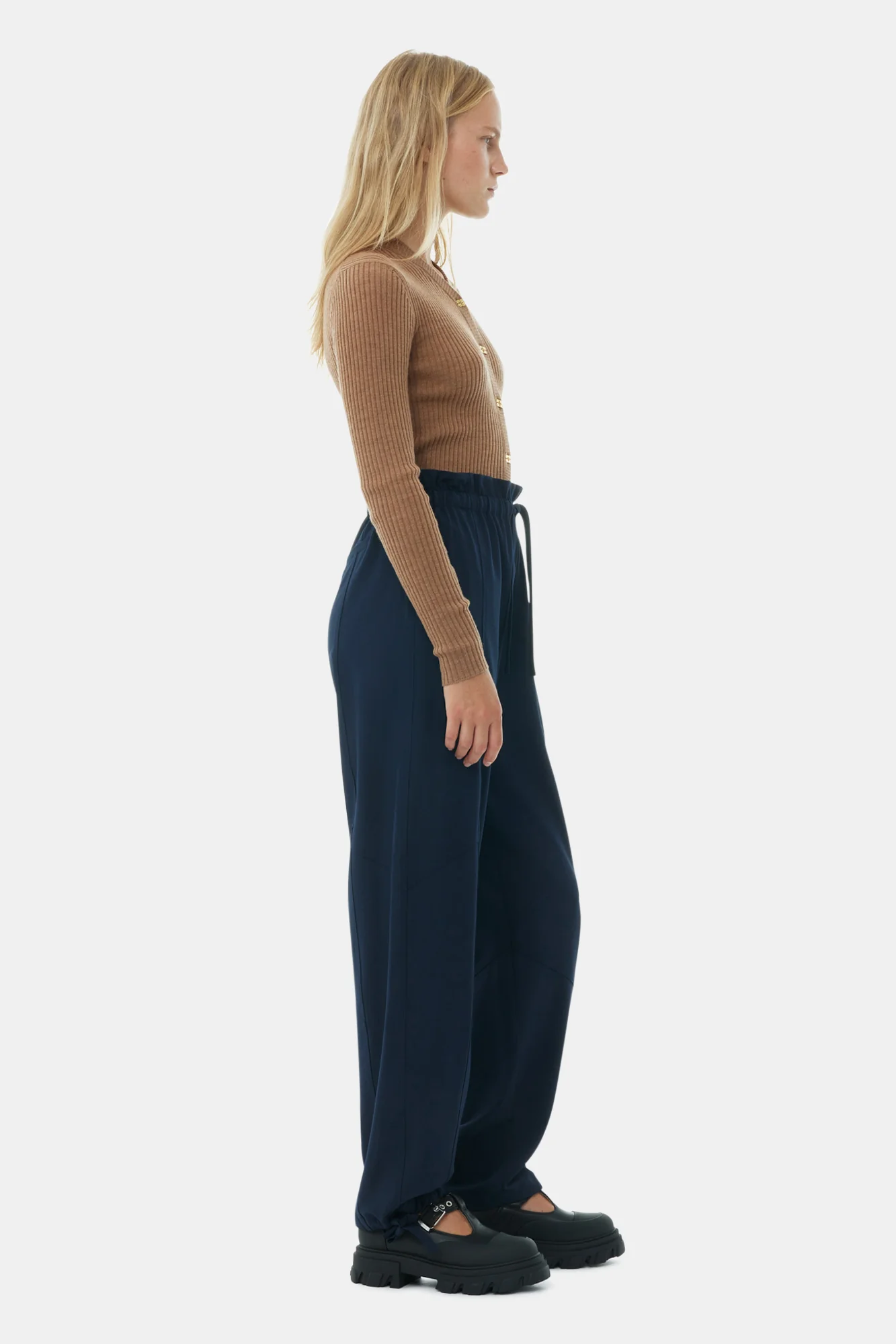 Light Solid Elasticated Waist Pants | Sky Captain - Image 5