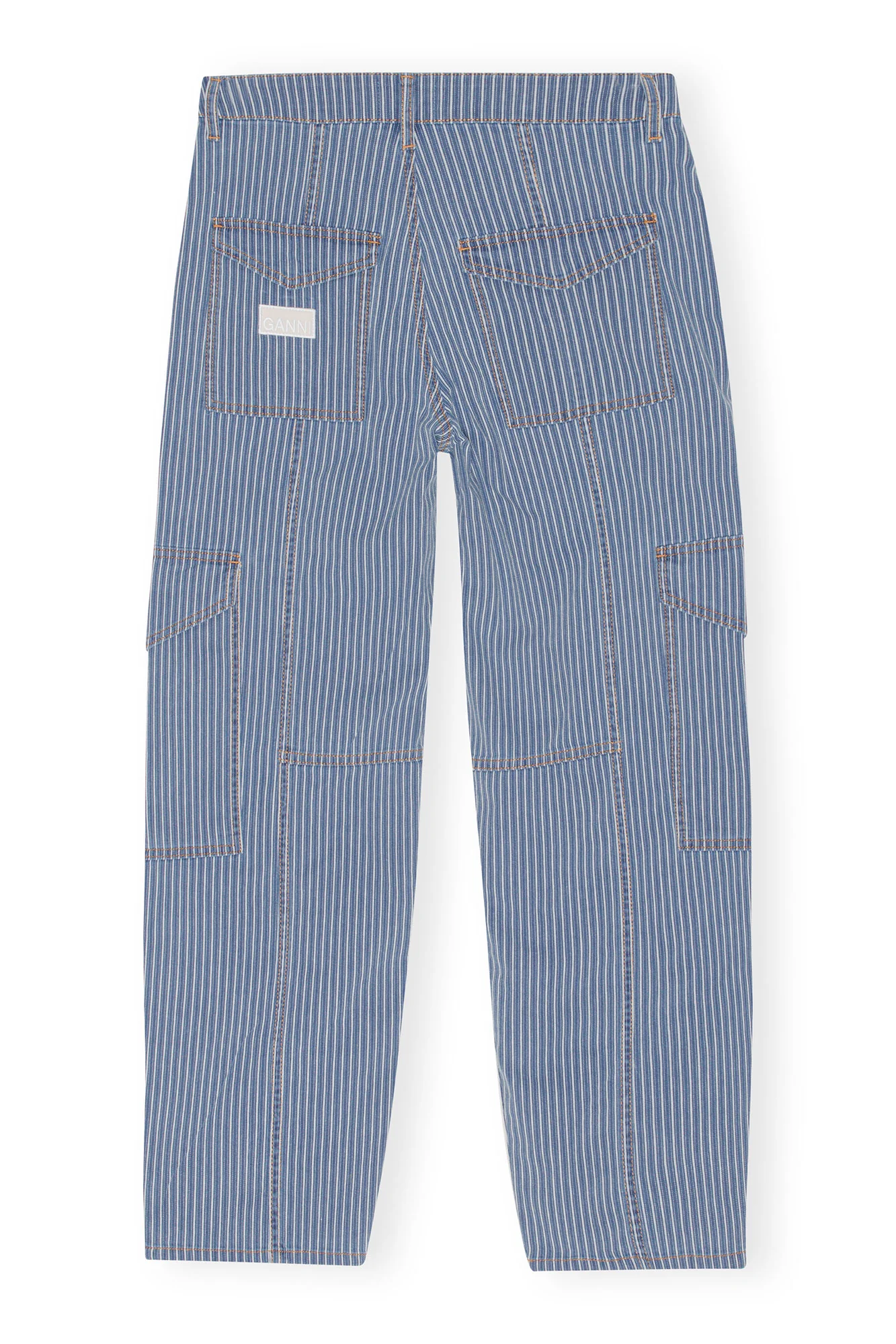 Light Stripe Denim Cargo Pants | Mid Blue Stone - Image 2