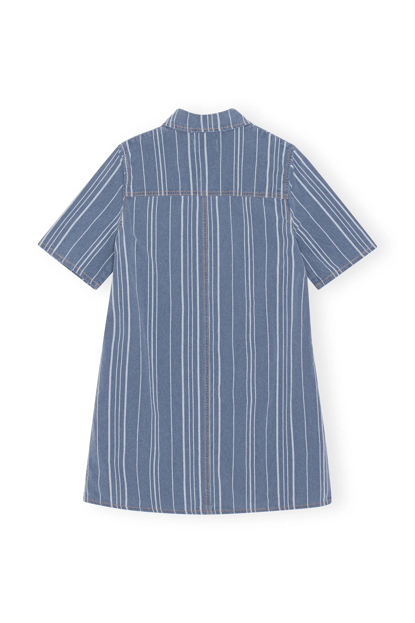 Light Stripe Denim Mini Dress | Mid Blue Stone - Image 2