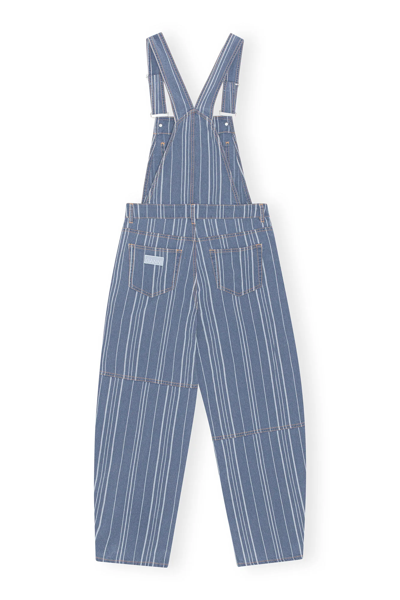 Light Stripe Denim Overalls | Mid Blue Stone - Image 2