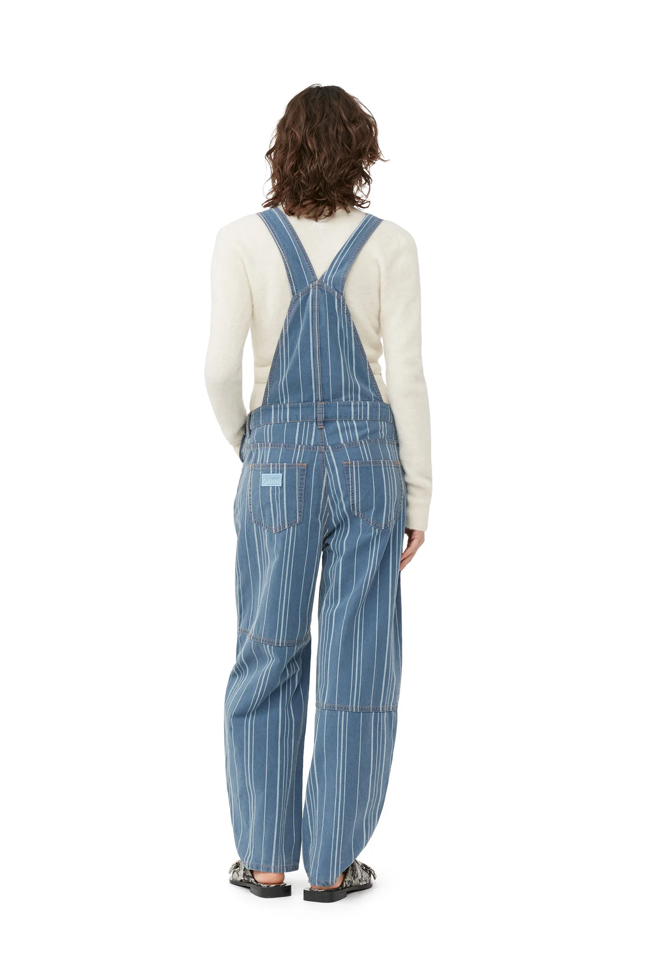 Light Stripe Denim Overalls | Mid Blue Stone - Image 5
