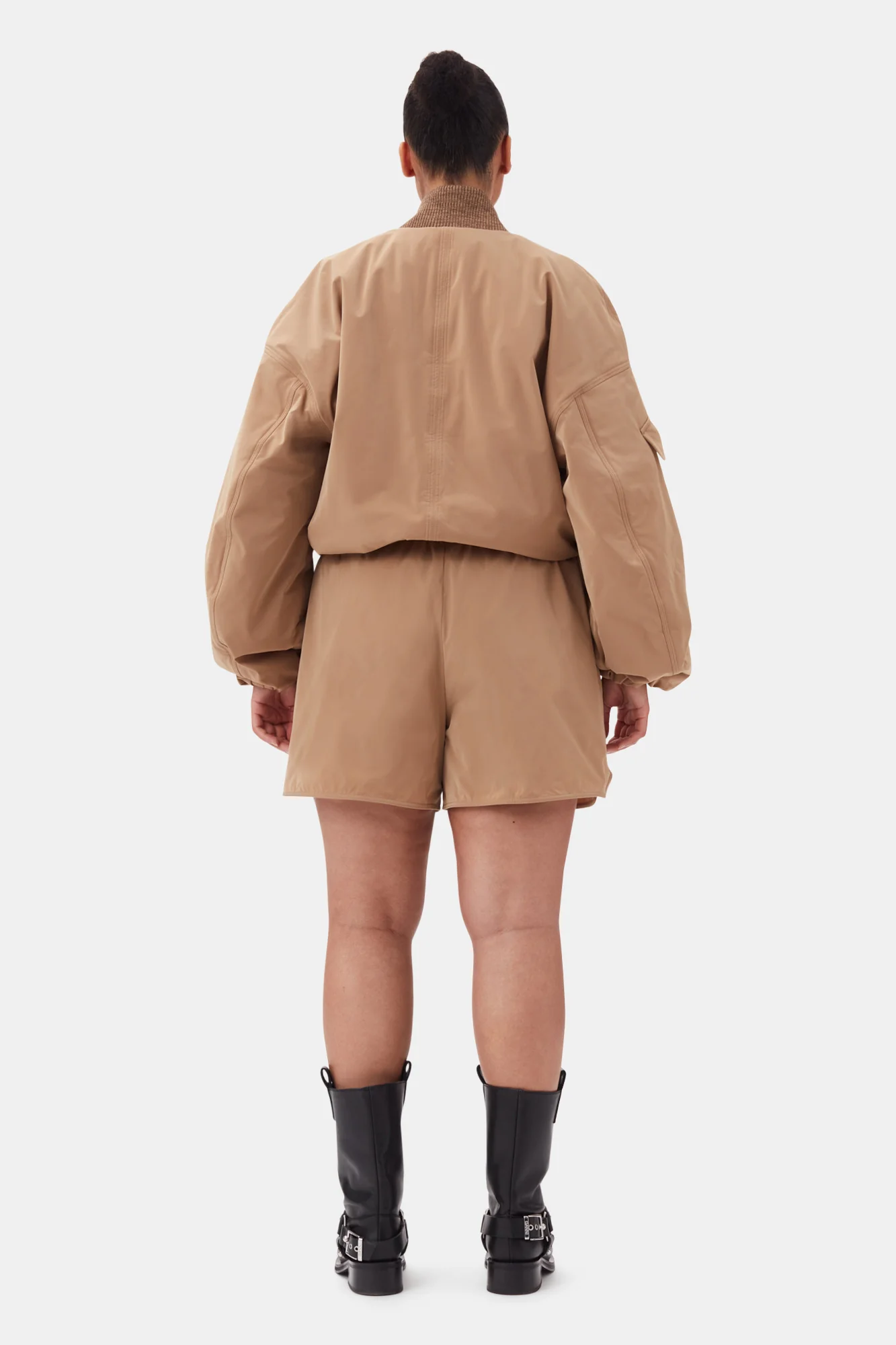 Light Twill Oversized Short Bomber Jacket | Tiger's Eye - Image 10