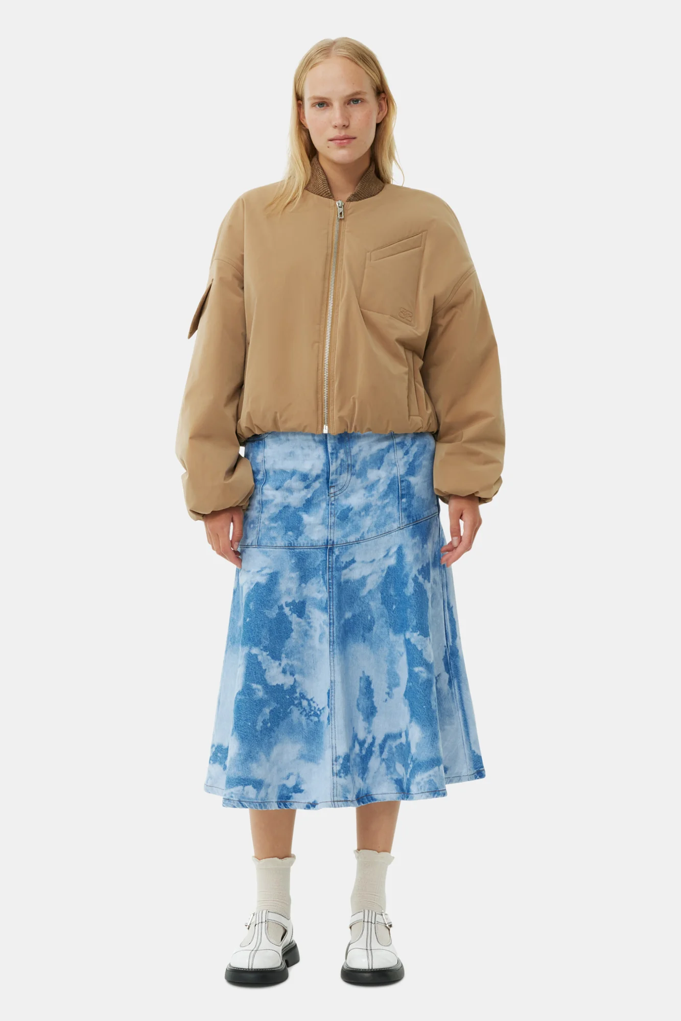 Light Twill Oversized Short Bomber Jacket | Tiger's Eye - Image 4
