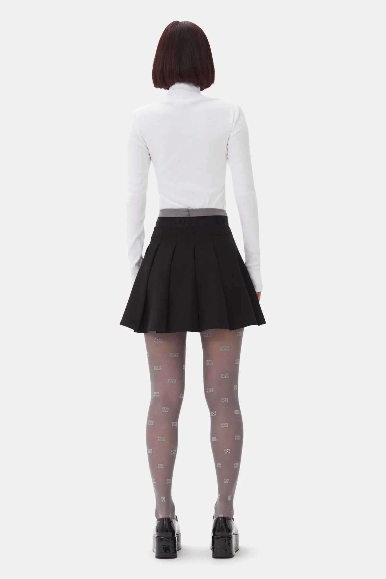 Light Twill Pleated Mini Skirt | Black - Image 5