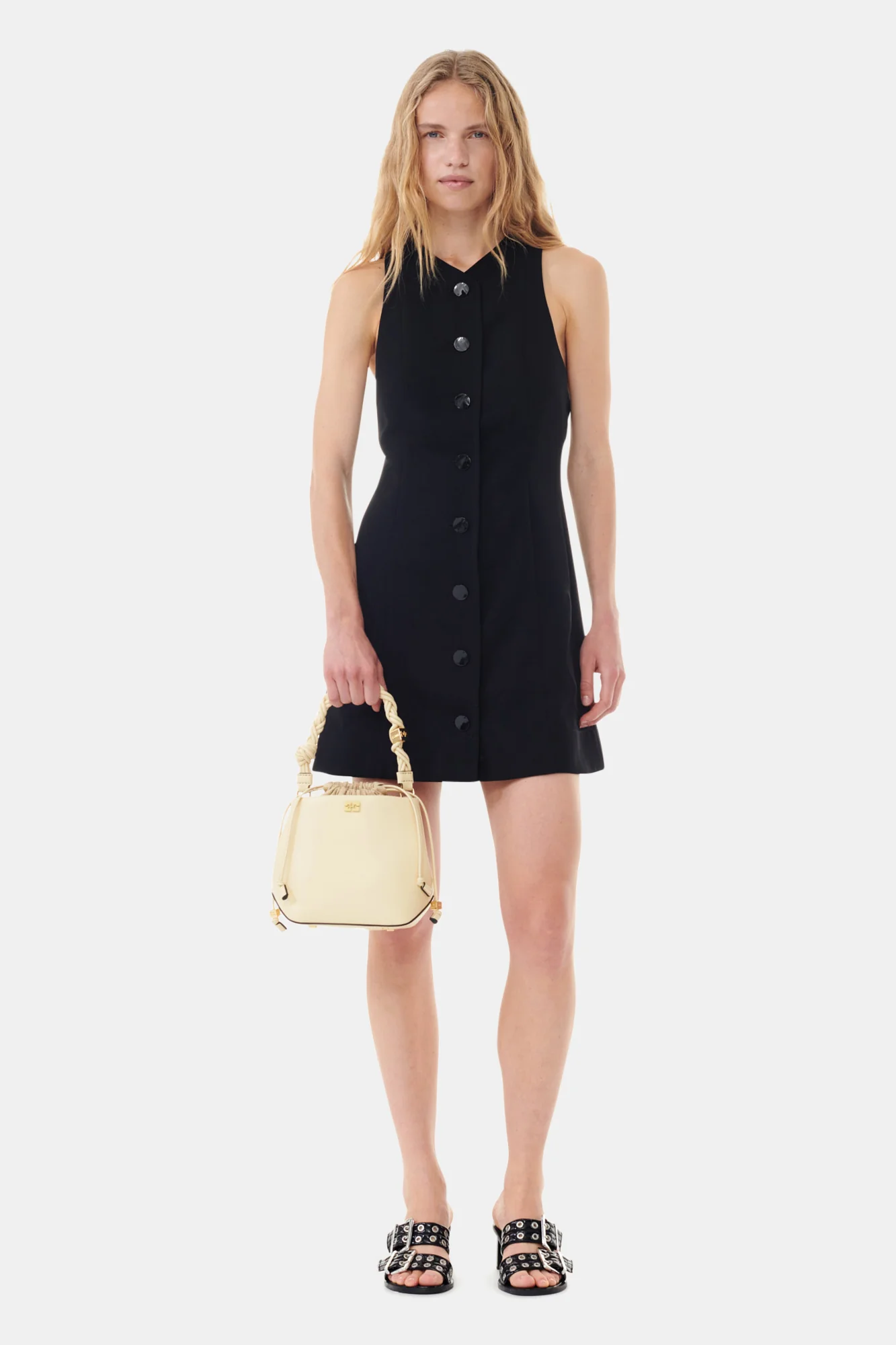 Light Twill Suiting Mini Dress | Black - Image 3