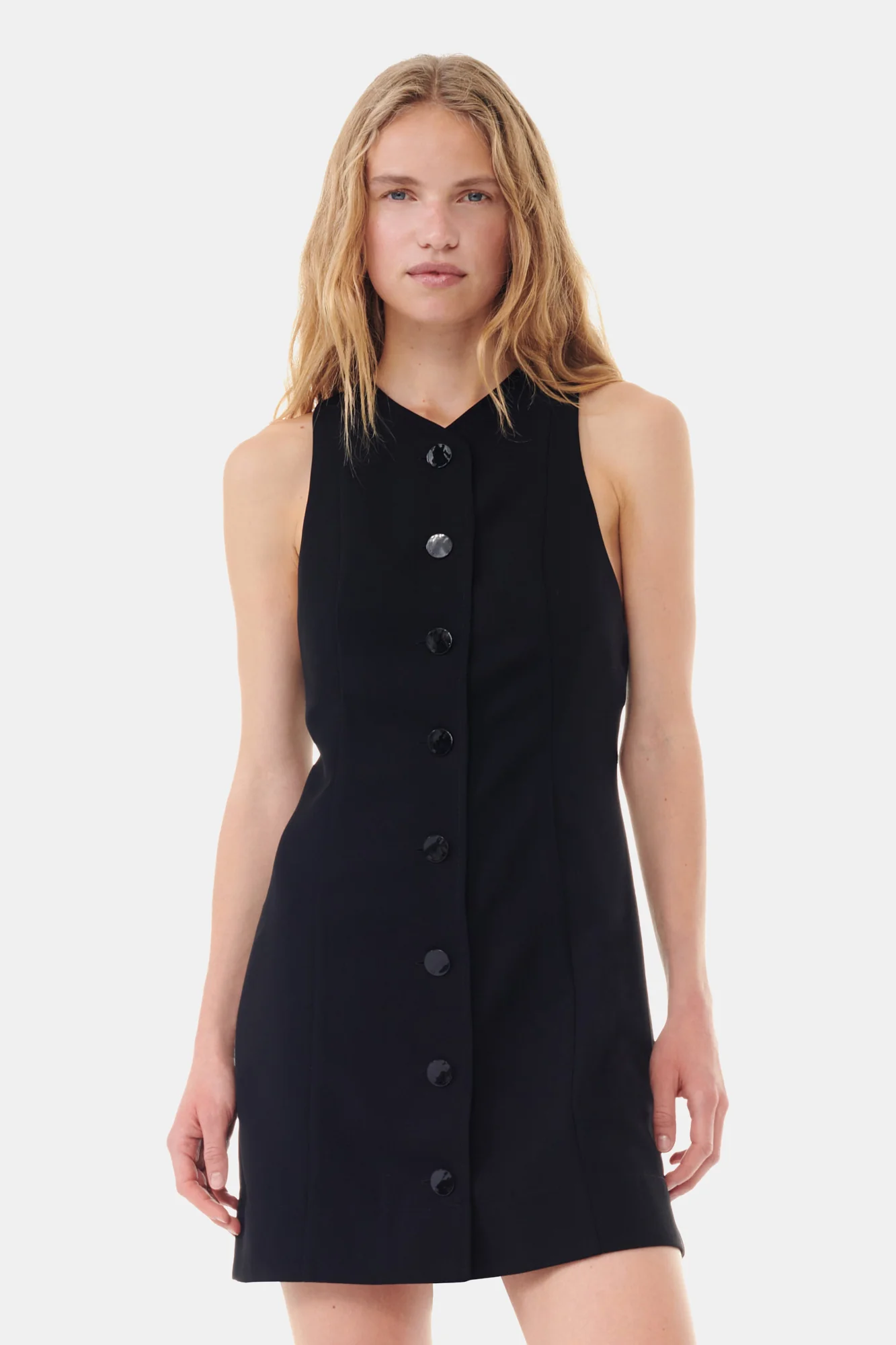Light Twill Suiting Mini Dress | Black - Image 4