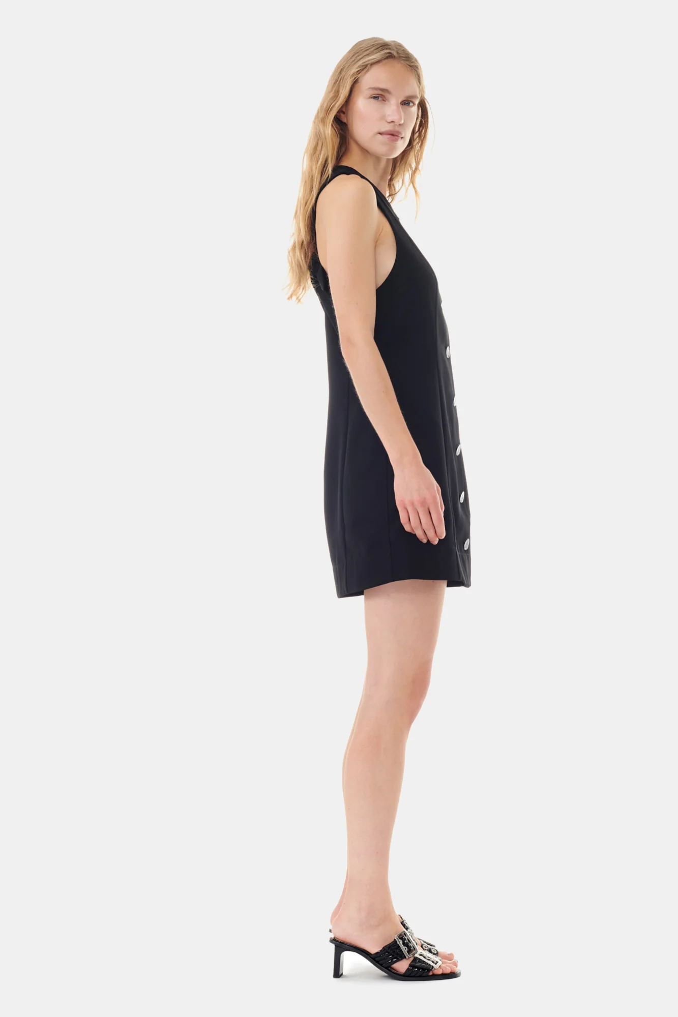 Light Twill Suiting Mini Dress | Black - Image 5
