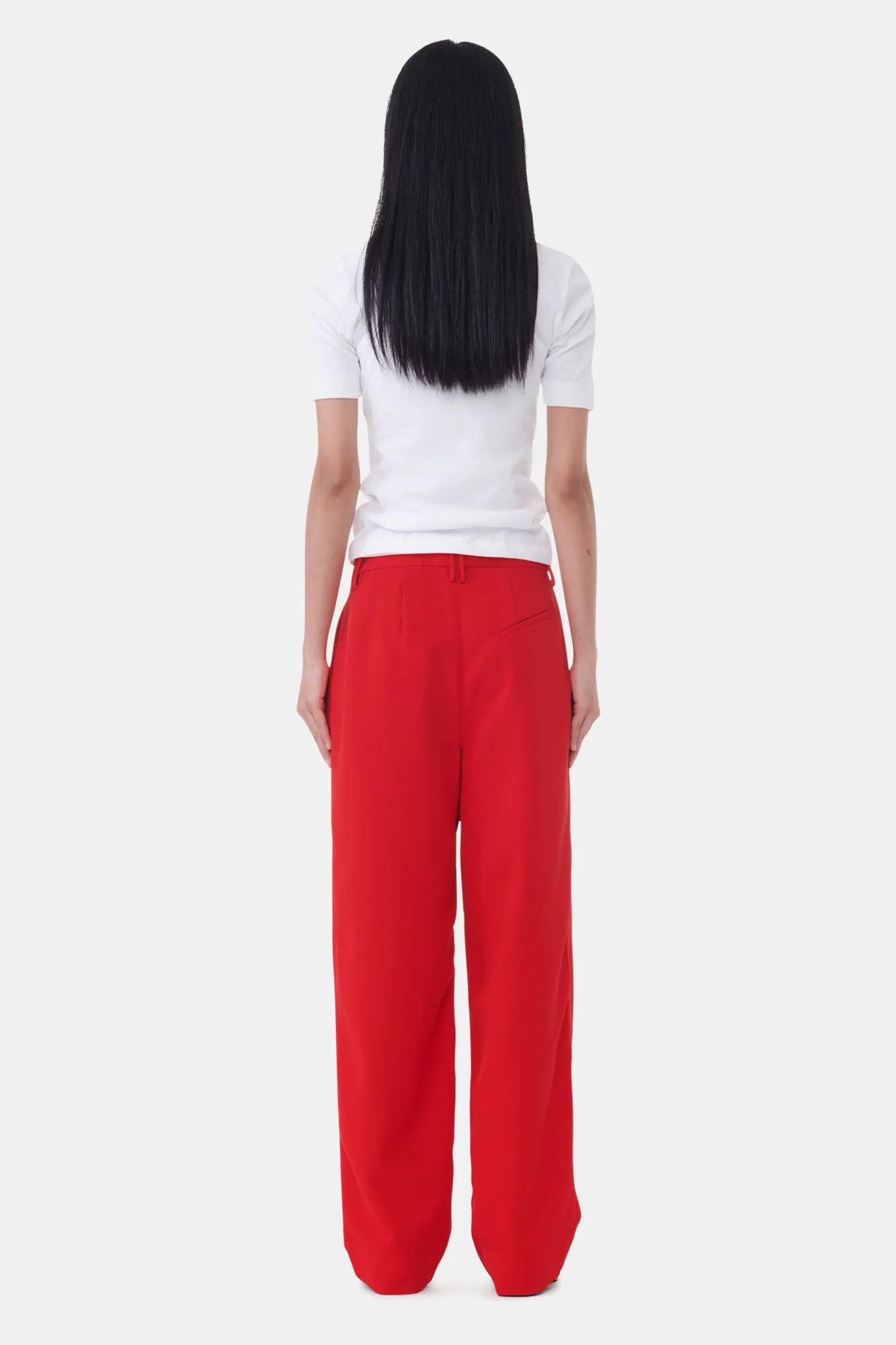 Light Twill Suiting Relaxed Pleated Pants | Barbados Cherry - Image 5