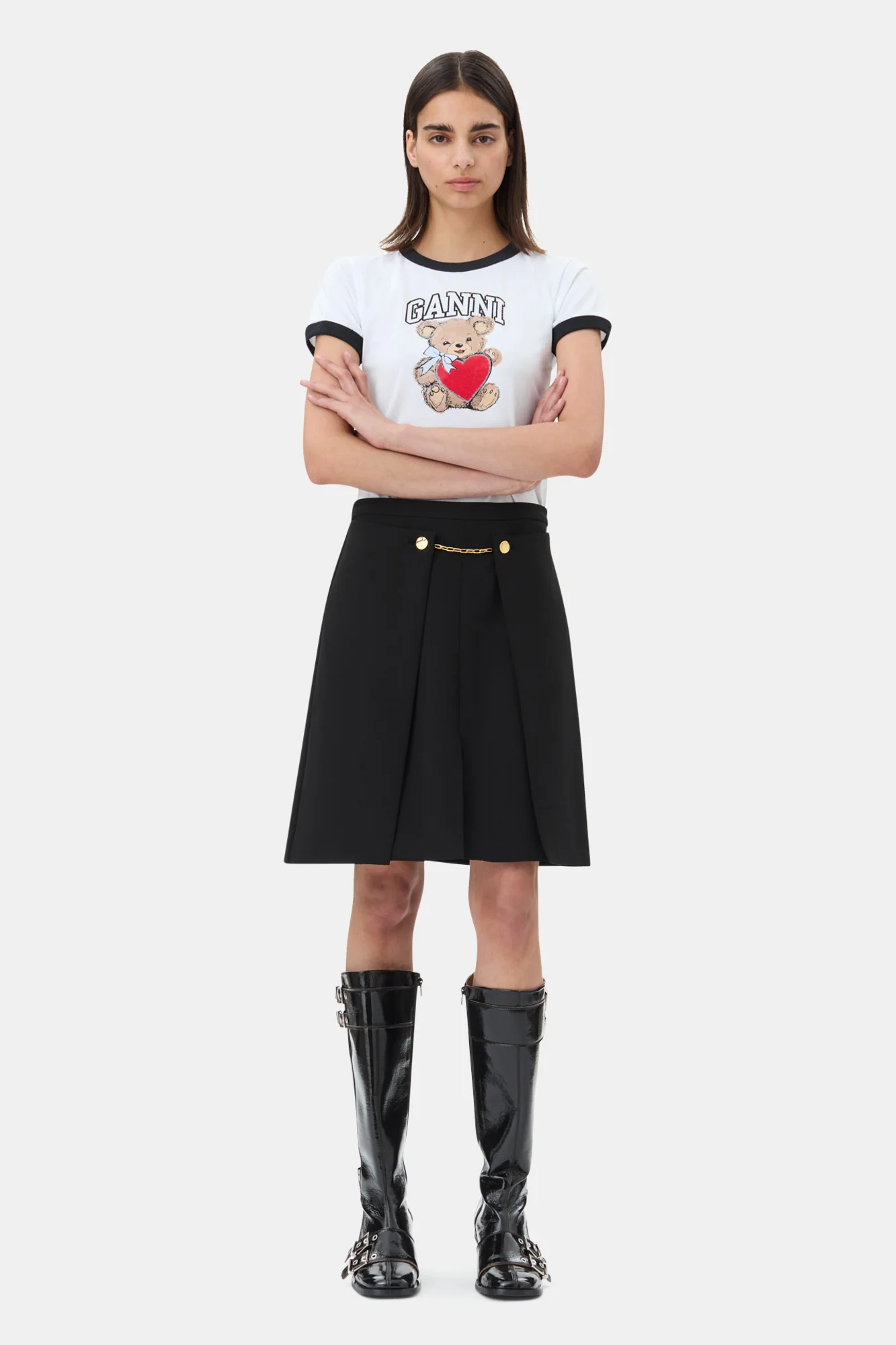 Light Twill Suiting Skirt | Black - Image 3