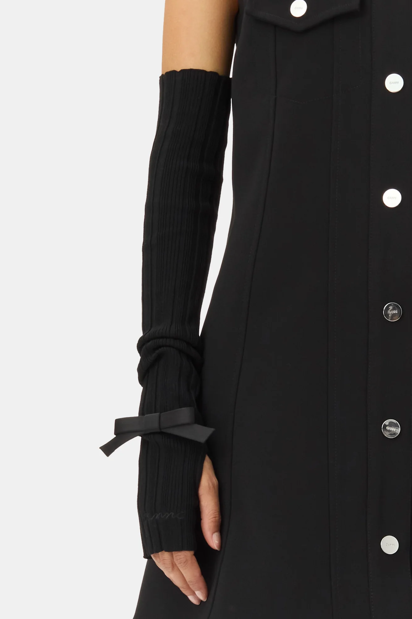 Light Viscose Rib Wrist Warmers | Black - Image 3
