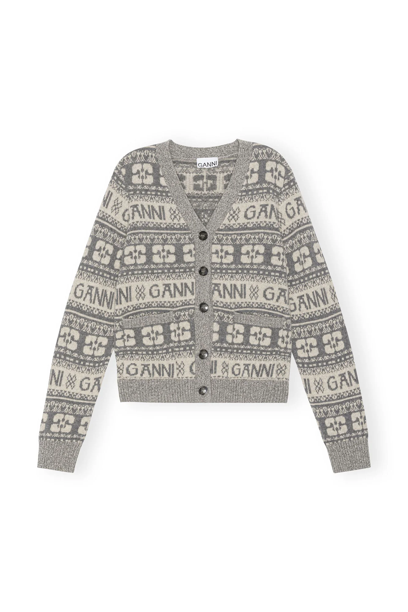 Logo Wool Mix Cardigan | Frost Gray