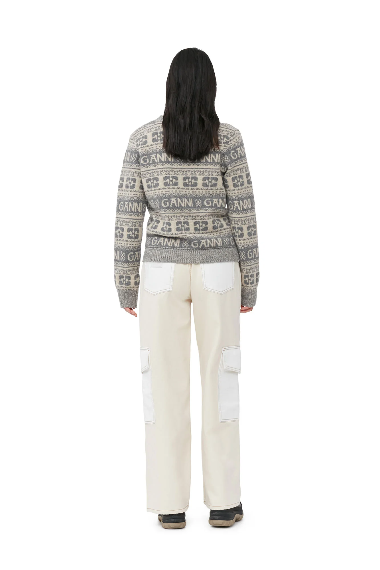 Logo Wool Mix Cardigan | Frost Gray - Image 5