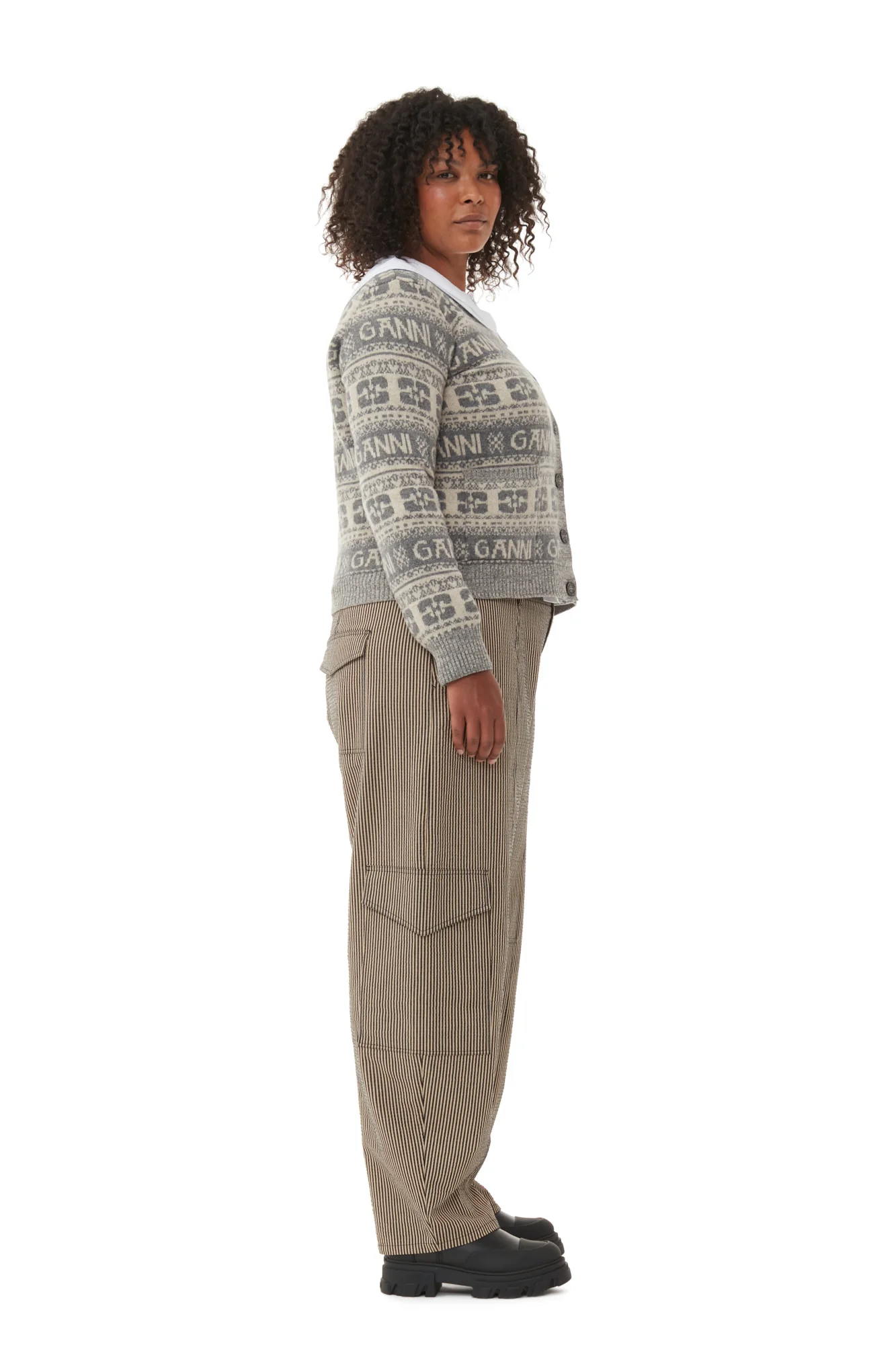 Logo Wool Mix Cardigan | Frost Gray - Image 9
