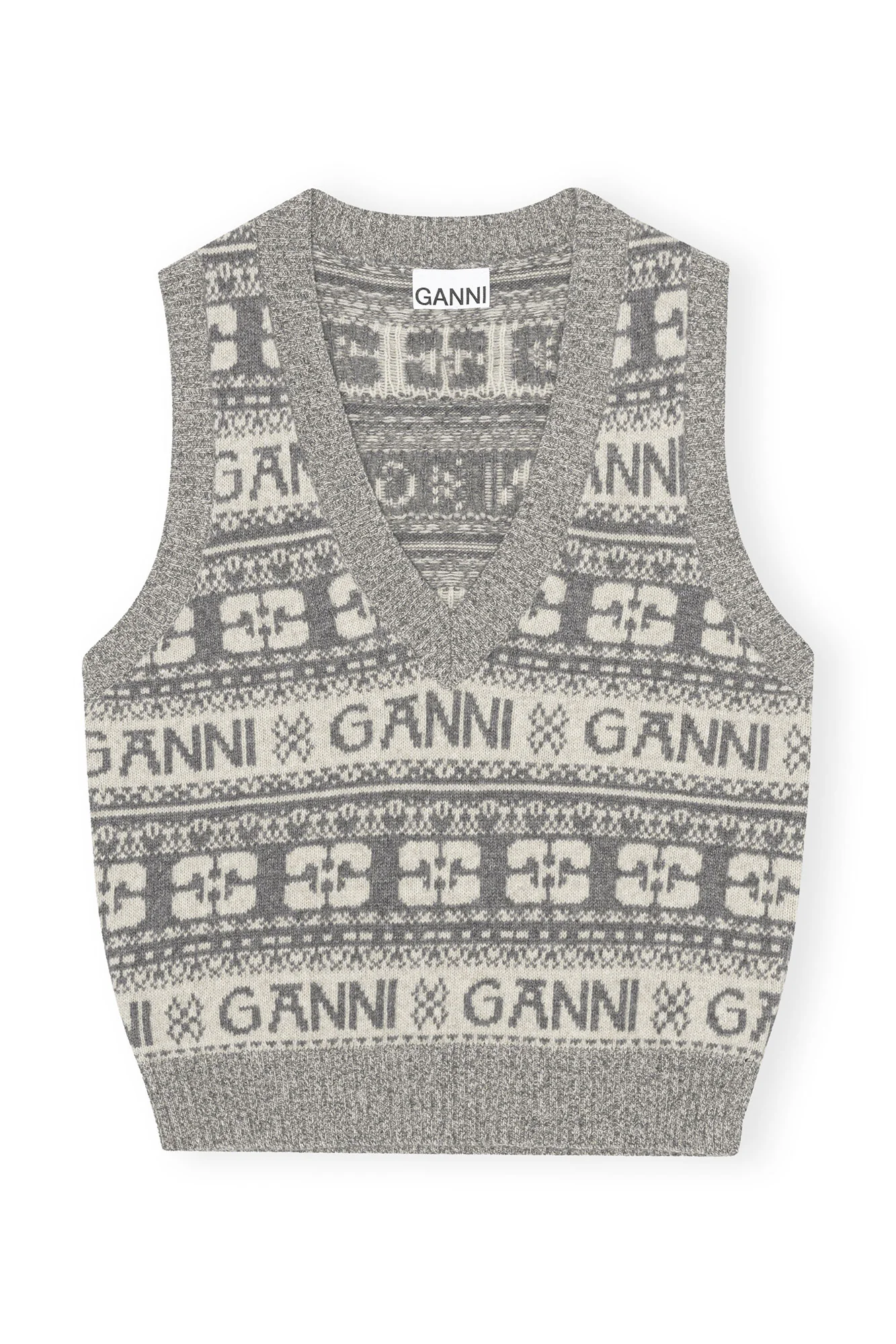 Logo Wool Mix Vest | Frost Gray